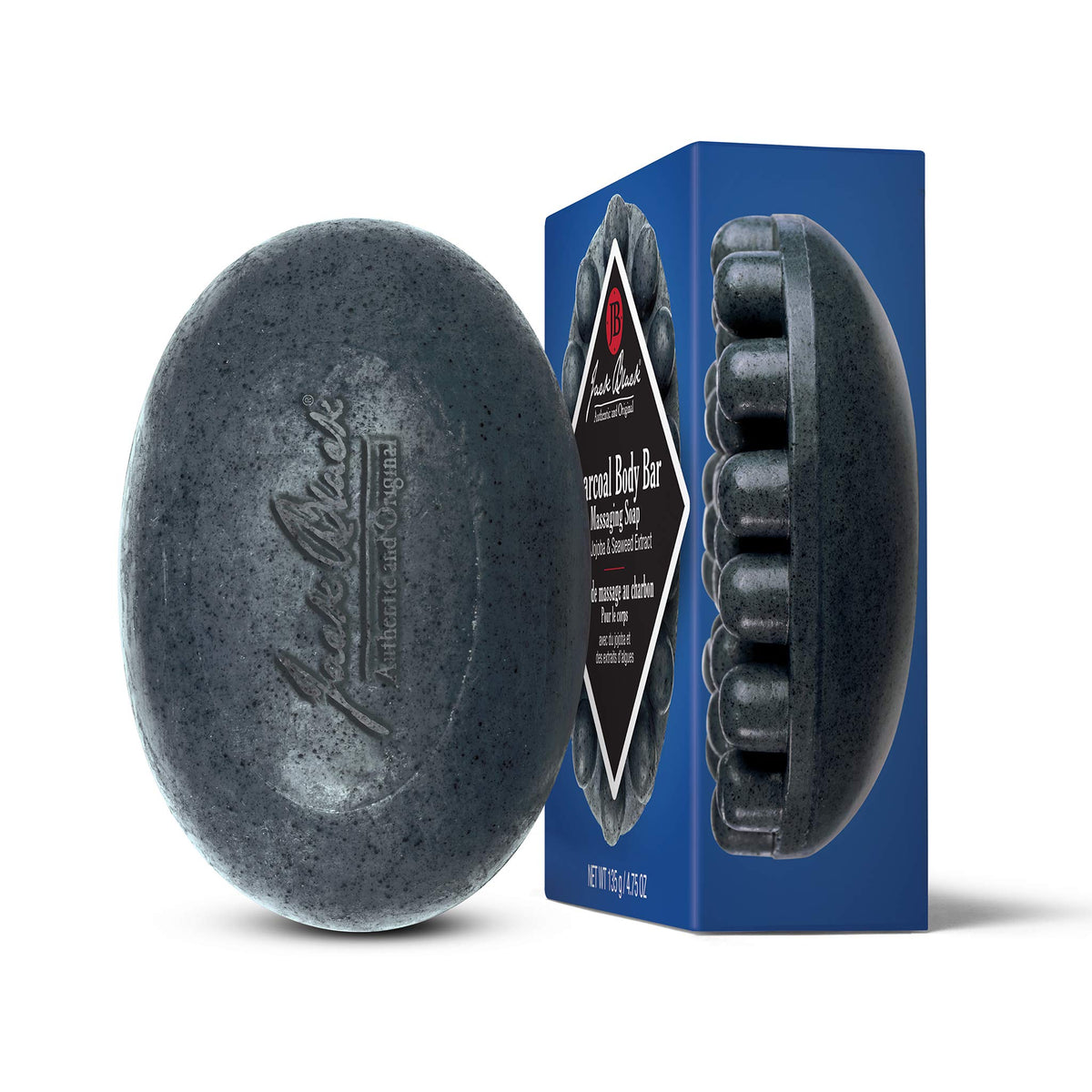 White Smoke Jack Black Charcoal Body Bar Massaging Soap, Mens Bar Soap, 4.75 oz