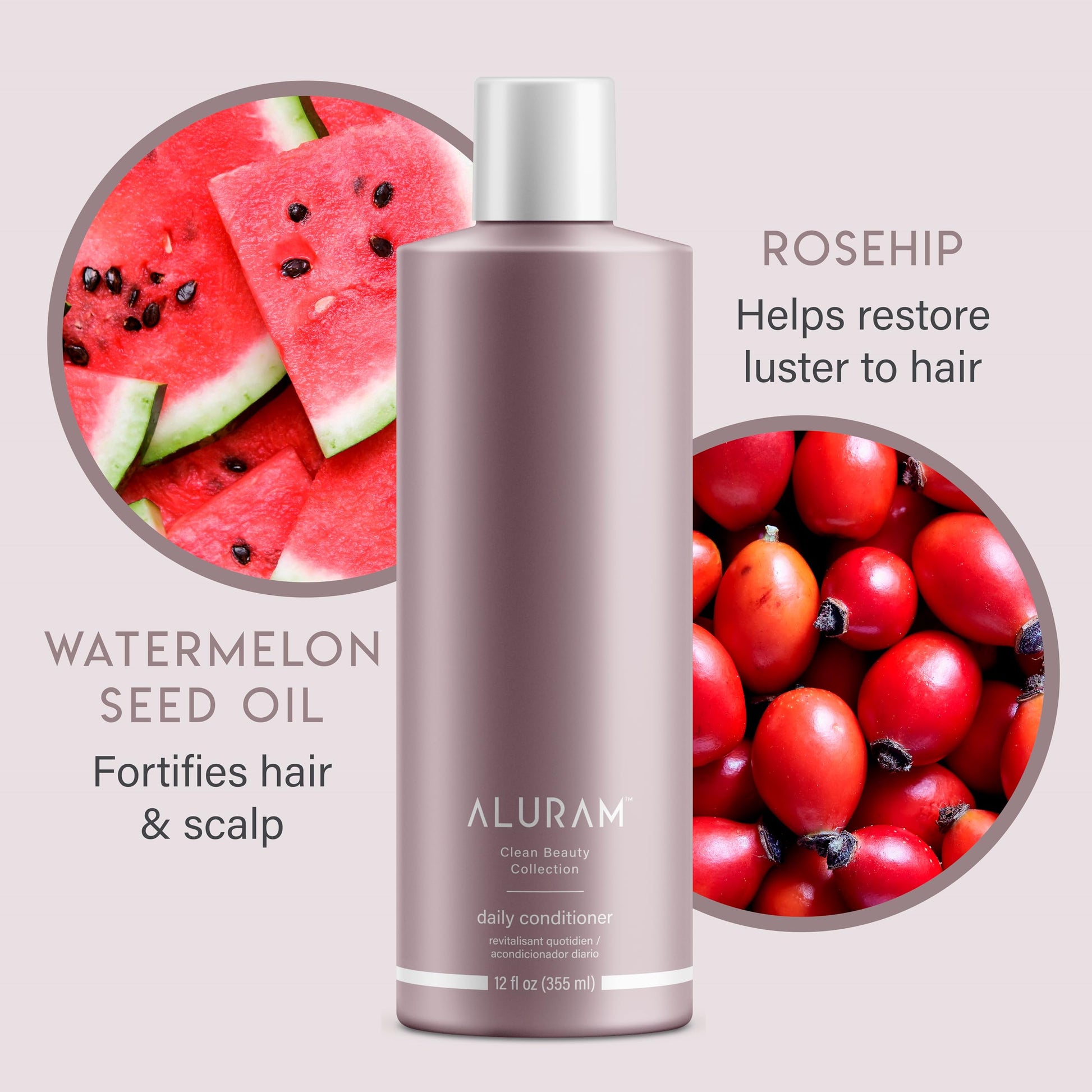 Lavender ALURAM Coconut Water Daily Conditioner for Men and Women, Clean Hydration and Shine for All Hair Types, 12 Fl Oz