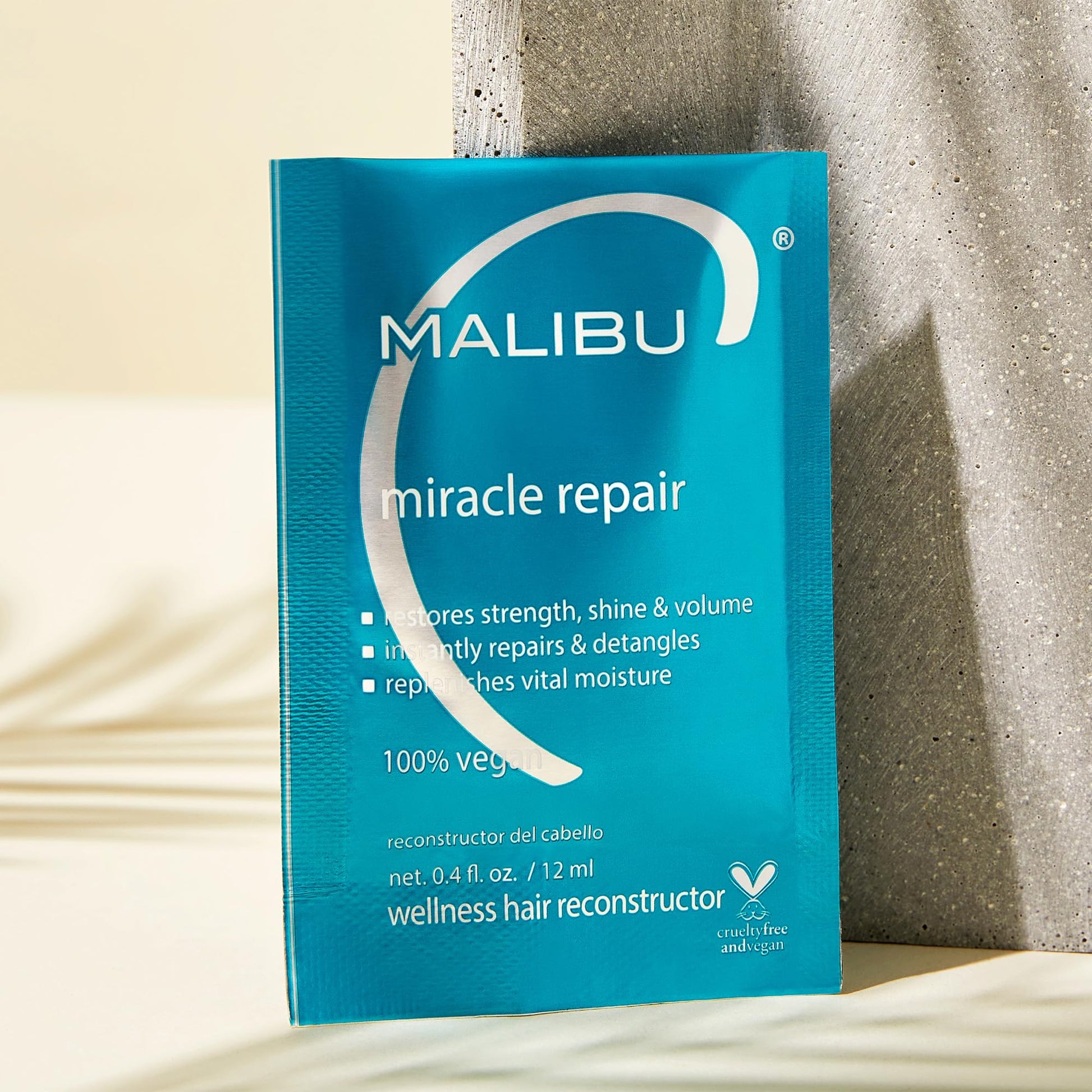 Bisque Malibu C Miracle Repair Hair Reconstructor (1 Packet) - Nourishing Hair Repair Treatment for Weak, Damaged Strands - Flax Protein & Vitamin B5 for Hair Strength