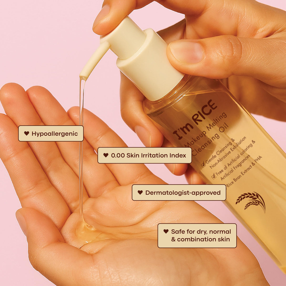 Misty Rose TONYMOLY I'm Rice Oil Cleanser - Korean PHA Makeup Remover, Non-Comedogenic