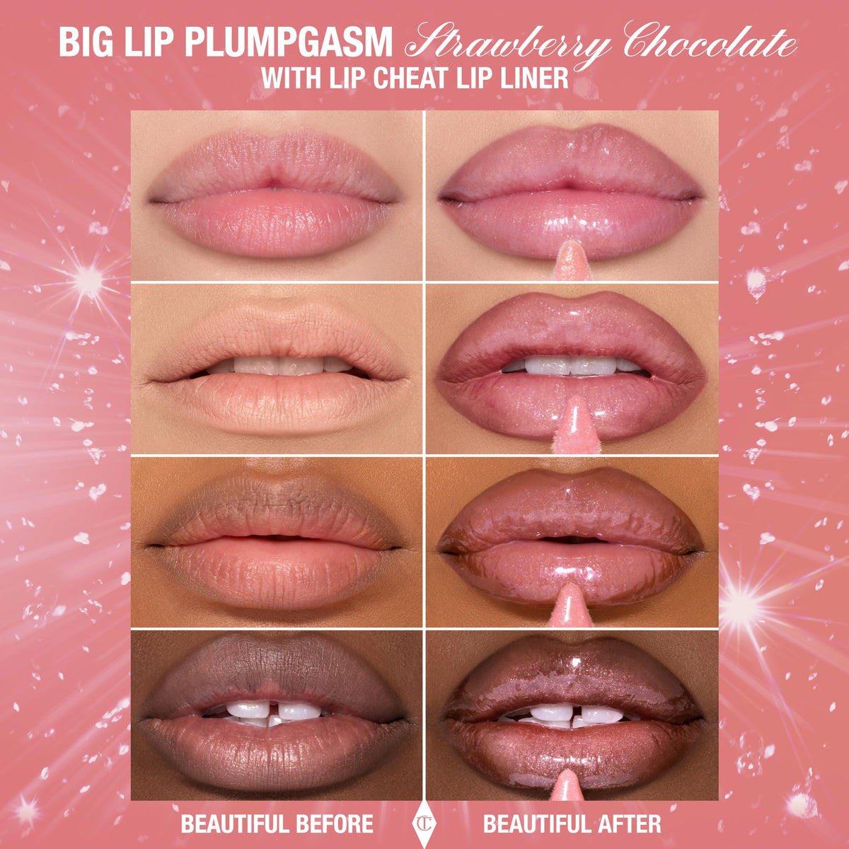 Dark Salmon Charlotte Tilbury Big Lip Plumpgasm Mini Trio – 3 Universally Flattering Big Lip Plumpgasm Shades In An Irresistible Lip-Shaped Tin