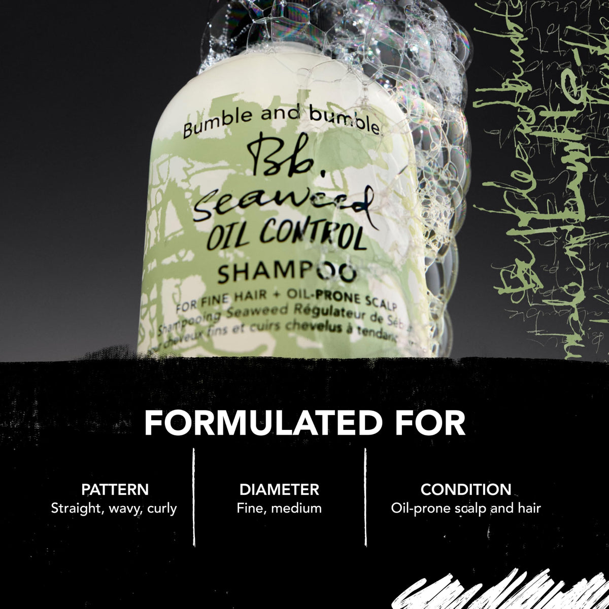 Black Bumble and bumble. Seaweed Oil Control Shampoo | Purifying Formula Removes Excess Oil Without Overdrying | For Oil-Prone Scalp + Hair | Seaweed Blend, Zinc PCA, Lactobacillus, 2.0 Fl Oz