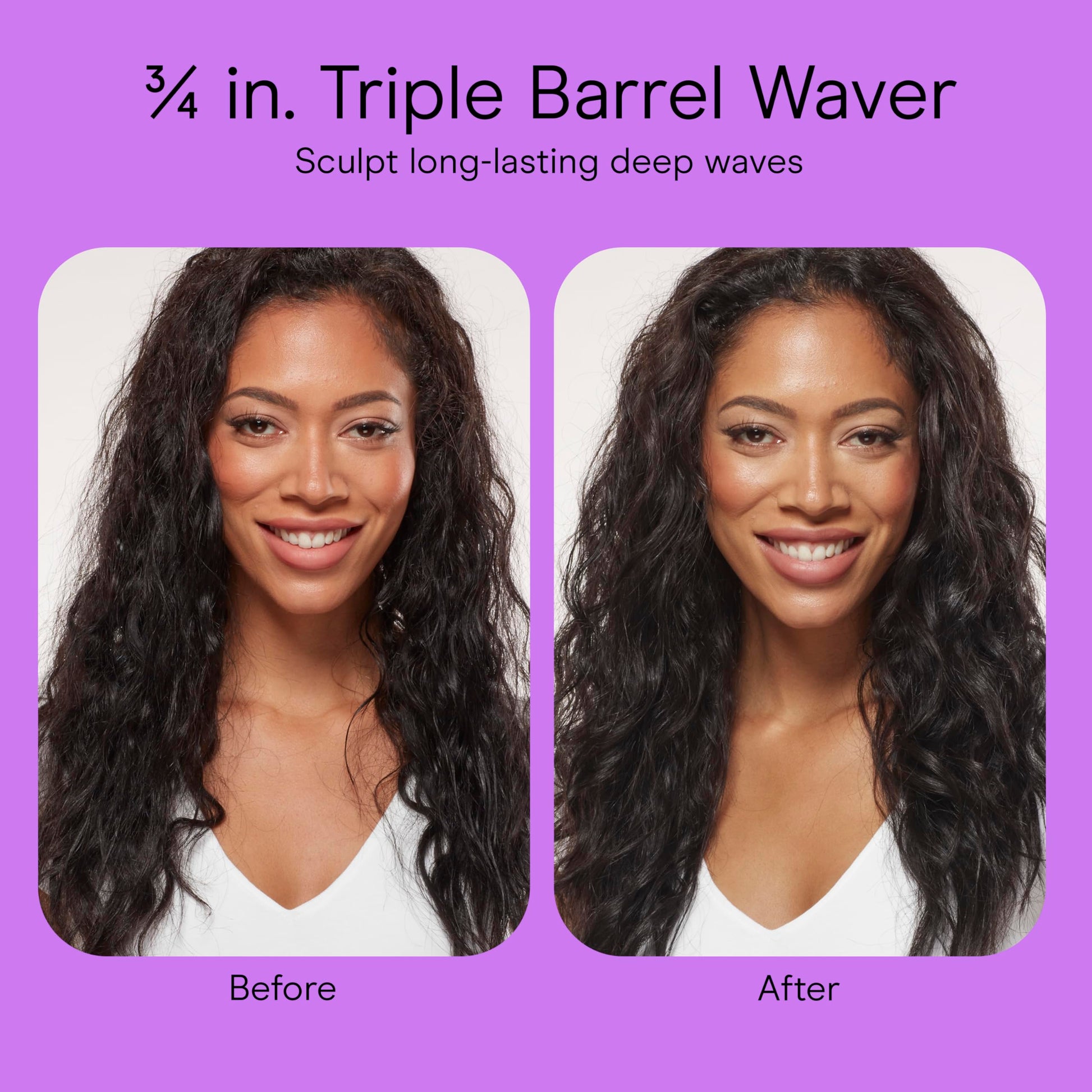 Black Conair Double Ceramic 3 Barrel Curling Iron, Triple Barrel Waver Hair Tool Creates Deep, Continuous Waves, Hair Curler for All Hair Lengths, White/Rose Gold