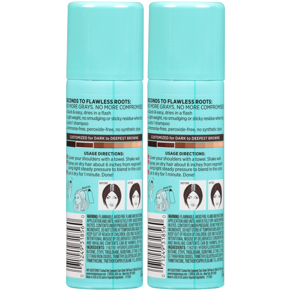 Sky Blue L'Oreal Paris Magic Root Gray Hair Cover Up, Dark Brown, 2 oz, 2 Count