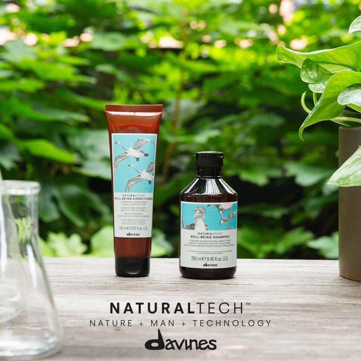 Light Gray Davines Naturaltech WELLBEING Shampoo & Conditioner, Light And Gentle Cleansing To Moisturize, Protect and Enrich Without Changing Hair's Structure