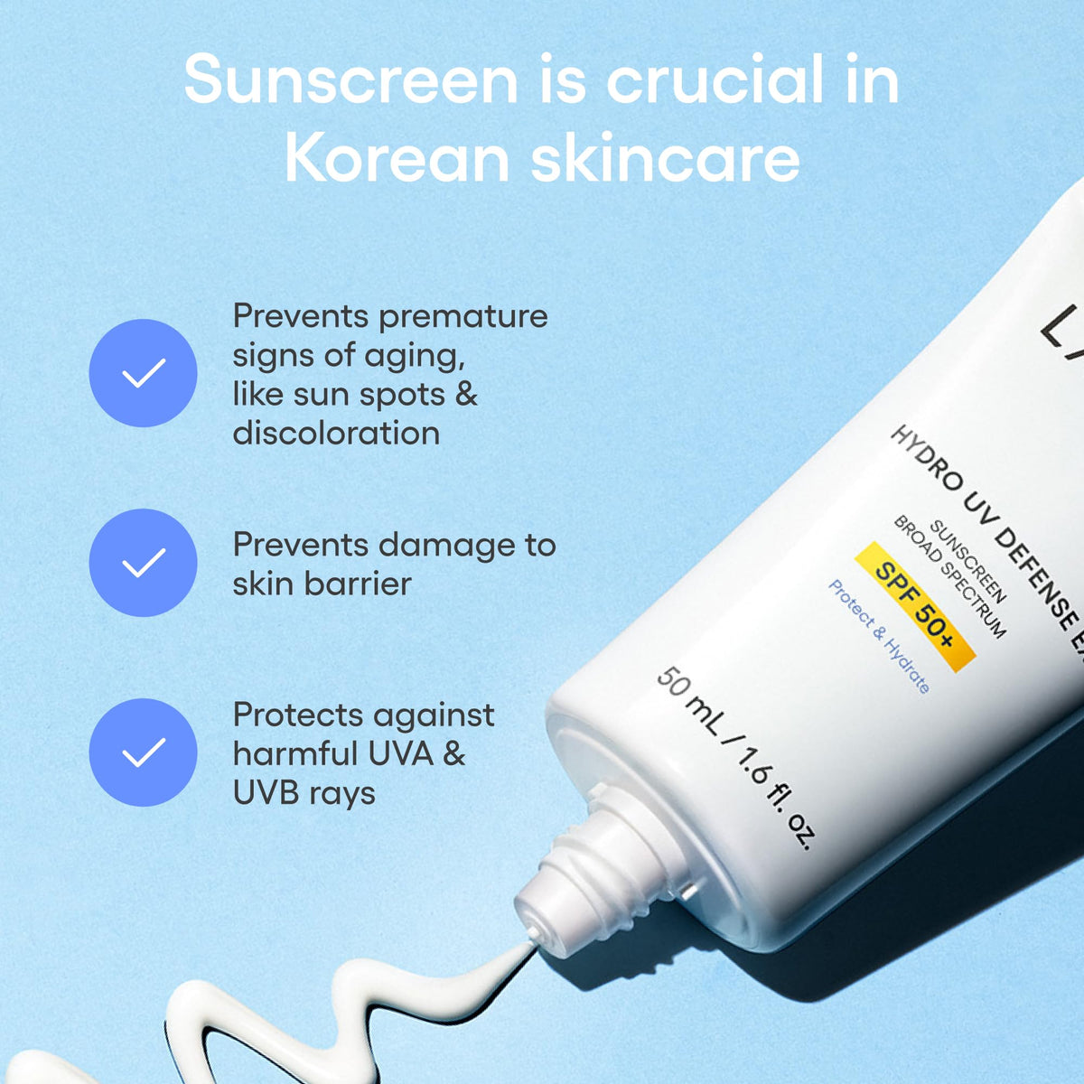 Light Blue LANEIGE Hydro UV Defense Sunscreen SPF 50+