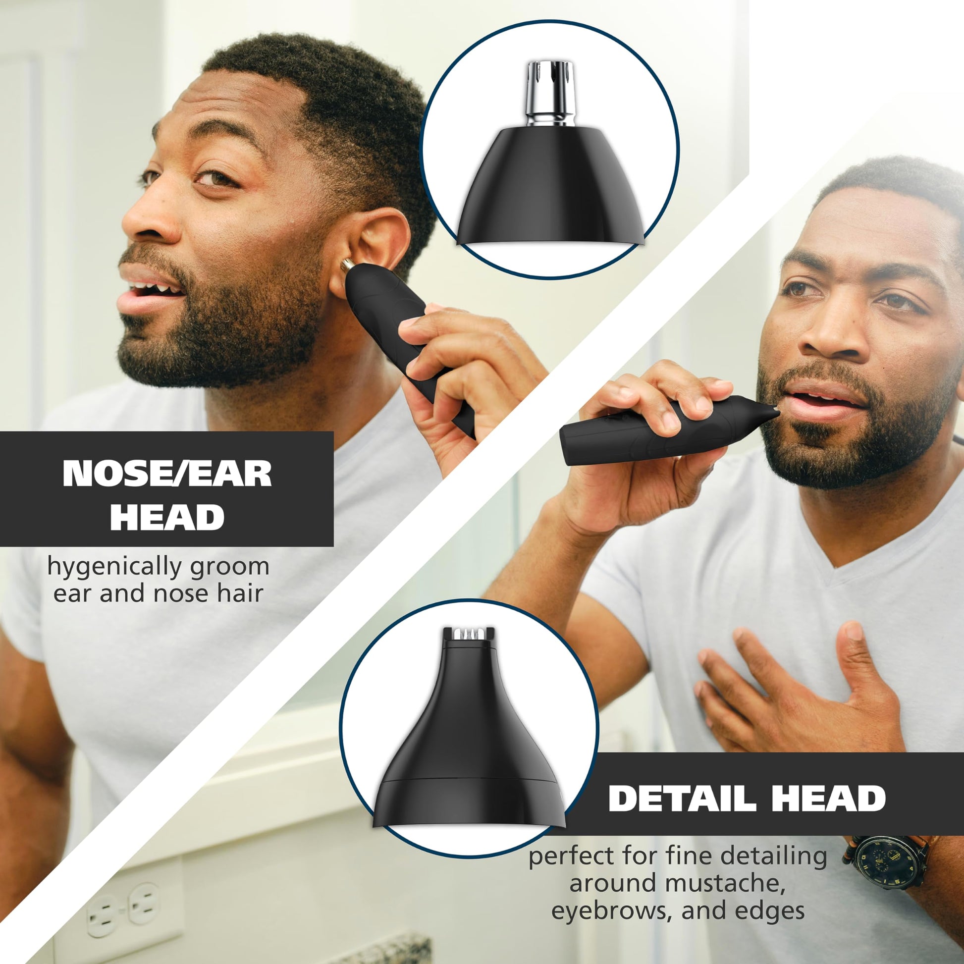 White Smoke Wahl All-in-One Cordless Rechargeable Electric Ear/Nose, Detail, and Beard Trimmer for Men – Mustache, Ear & Nose Hair, and Light Detail Grooming - Model 9685-200
