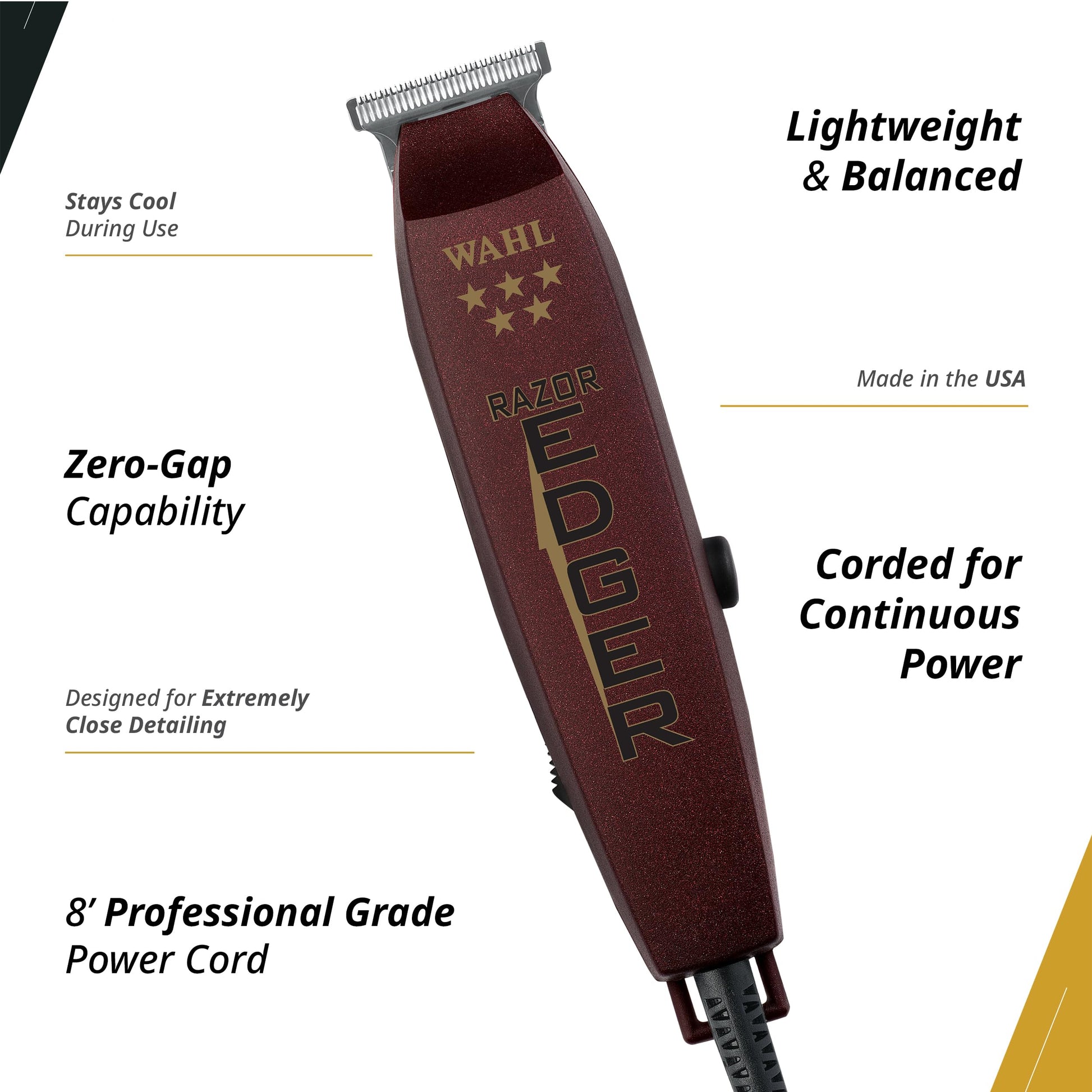 White Smoke Wahl Professional Razor Edger 5-Star Corded Barber Trimmer Zero Gap T Blade