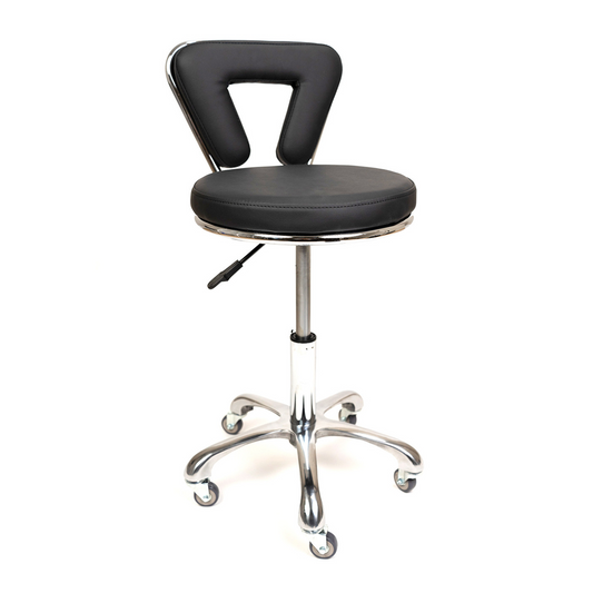 White Smoke Gen'C Beauty Hydraulic Rolling Stool with Backrest Black