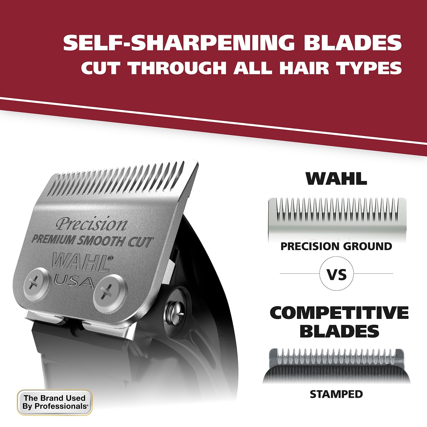 White Smoke Wahl Men's Cordless Hair Clippers, Lithium-Ion Rechargeable Kit – 2-Hour Run Time, 15-Minute Quick Charge, Self-Sharpening Precision Blades, Hair Trimmer for Men - Model 79608