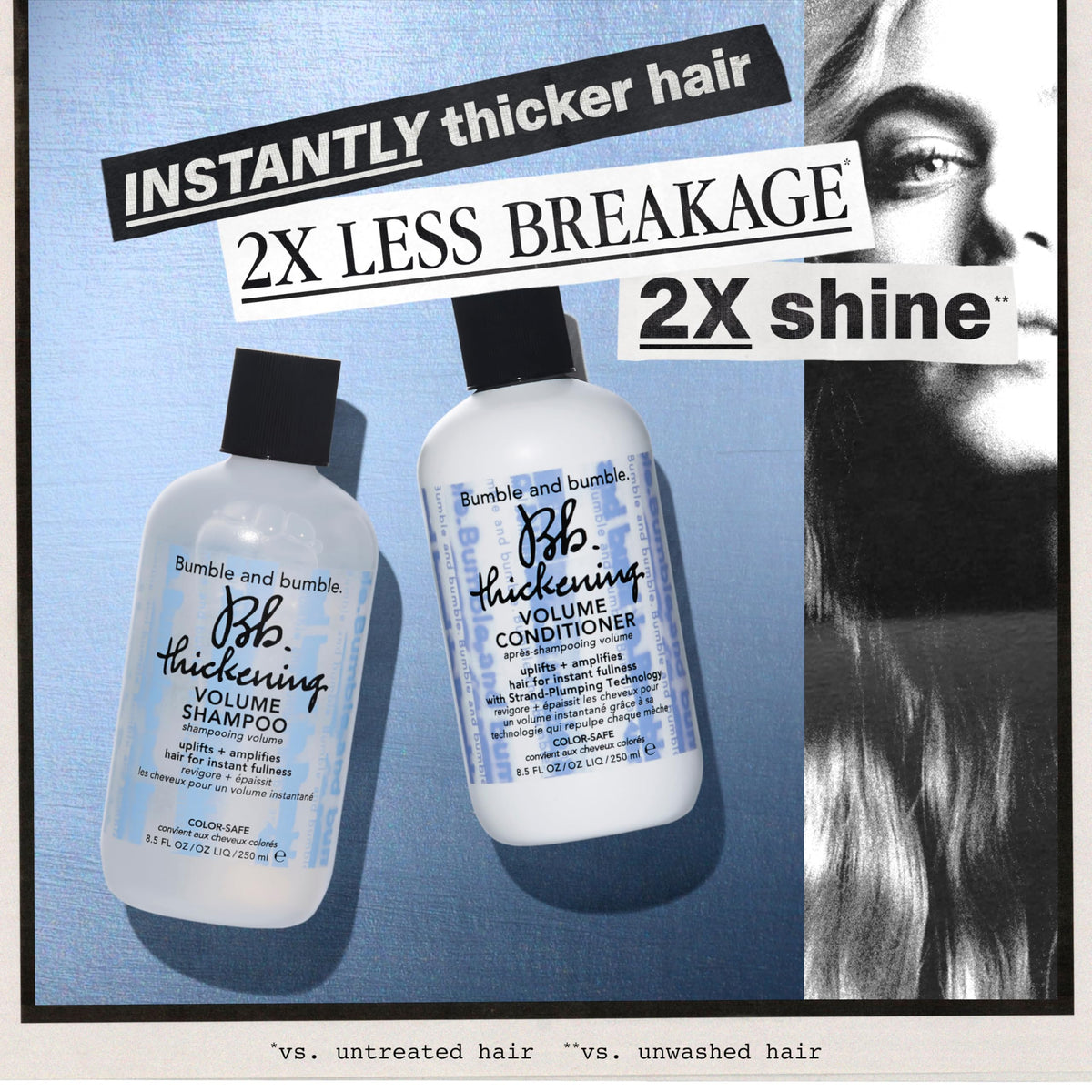 White Smoke Bumble and bumble. Thickening Travel-Size Volumizing Hair Set for Fine Hair | Shampoo, Conditioner + Dry Texture Spray | 3-Piece Set | Travel Size