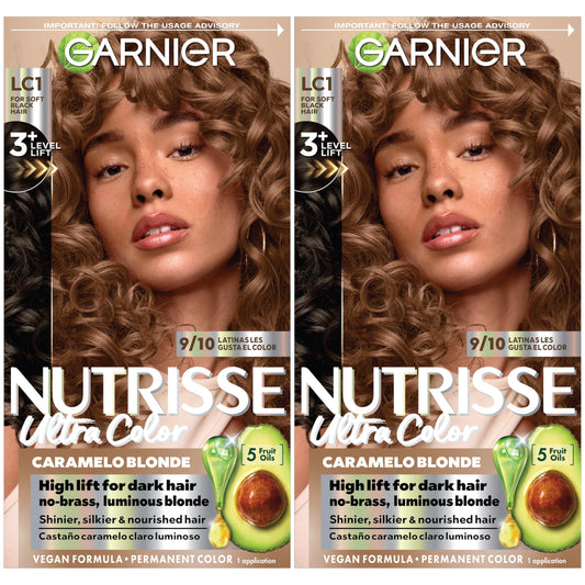 Dark Slate Gray Garnier Nutrisse Ultra Color Hair Color, Permanent Hair Dye for Up to 8 Weeks of Bold, Vibrant Results, Vegan & Cruelty-Free, LC1 Hi-Lift Light Brown (Salted Caramelo), 2 Count