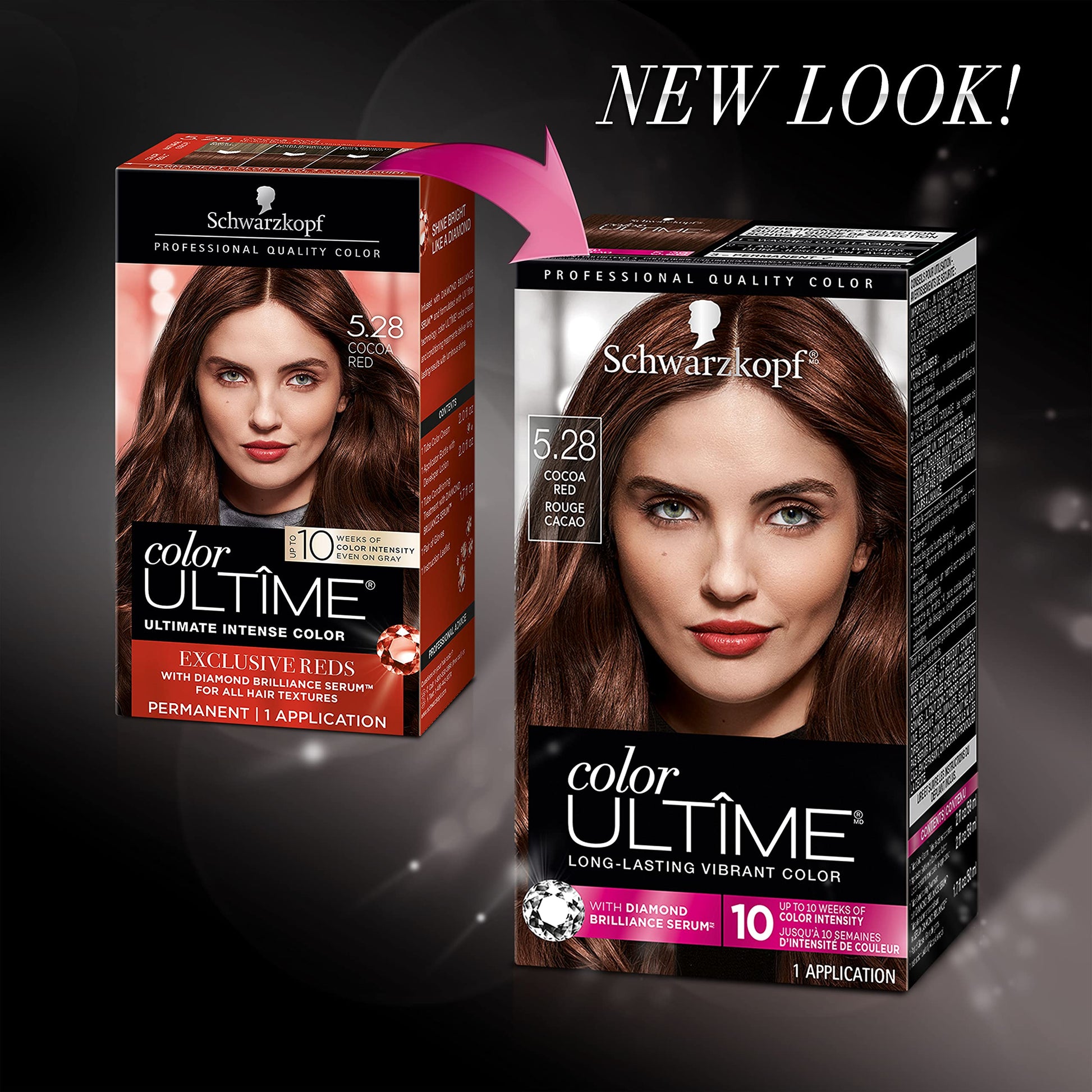 Black Schwarzkopf Color Ultime Hair Color Cream, 5.28 Cocoa Red (Packaging May Vary)