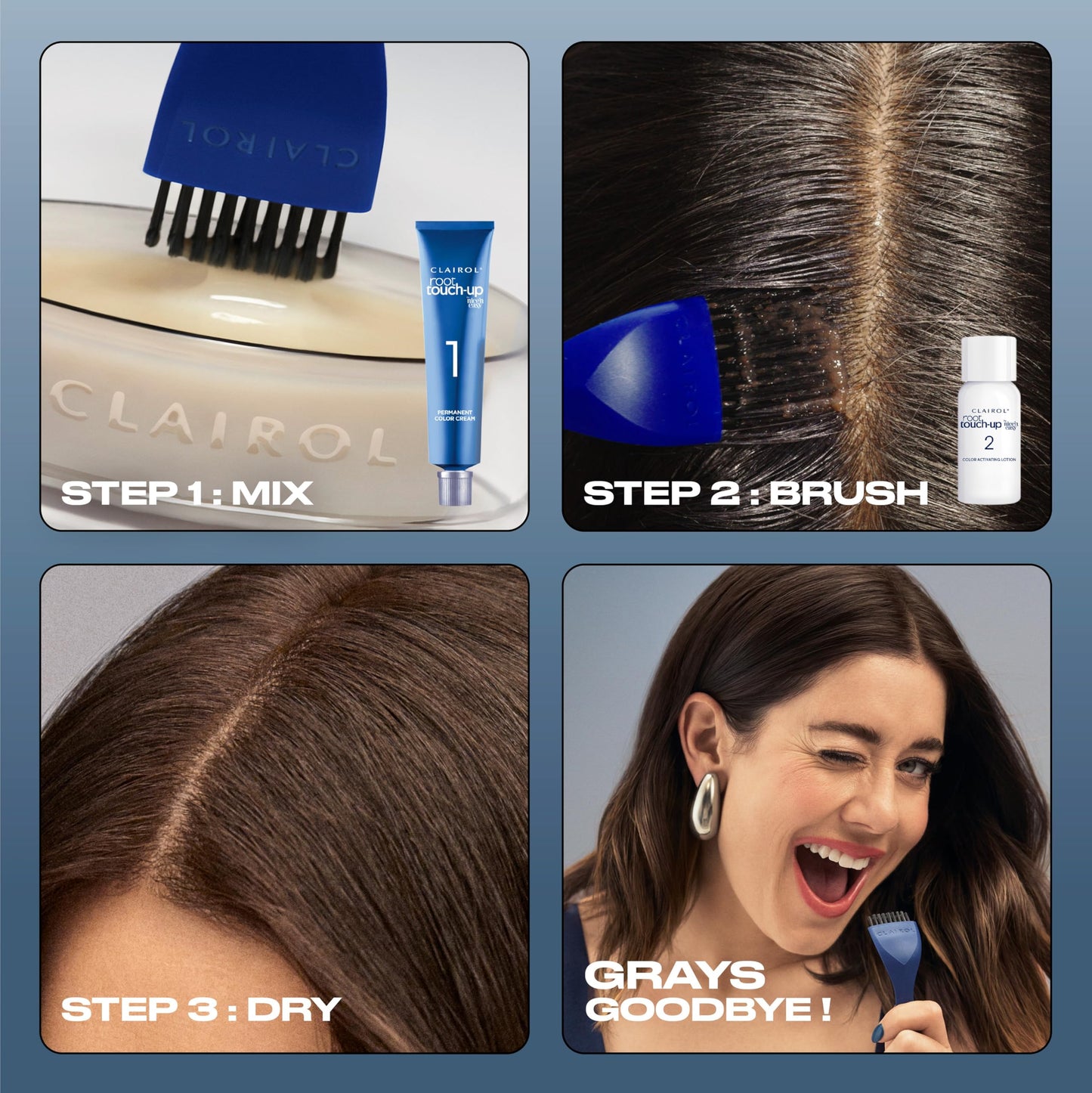 Dark Slate Gray Clairol Root Touch-Up by Nice'n Easy Permanent Hair Dye, 4 Dark Brown Hair Color| 100% Gray Coverage | Easy Brush Application | Matches Professional Salon Shades | Pack of 2