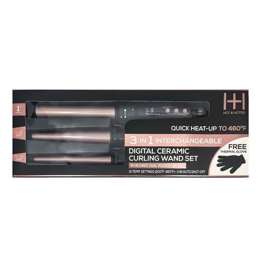 Dark Slate Gray ANNIE Hot &amp; Hotter 3 in 1 Interchangeable Digital Curling Wand Set