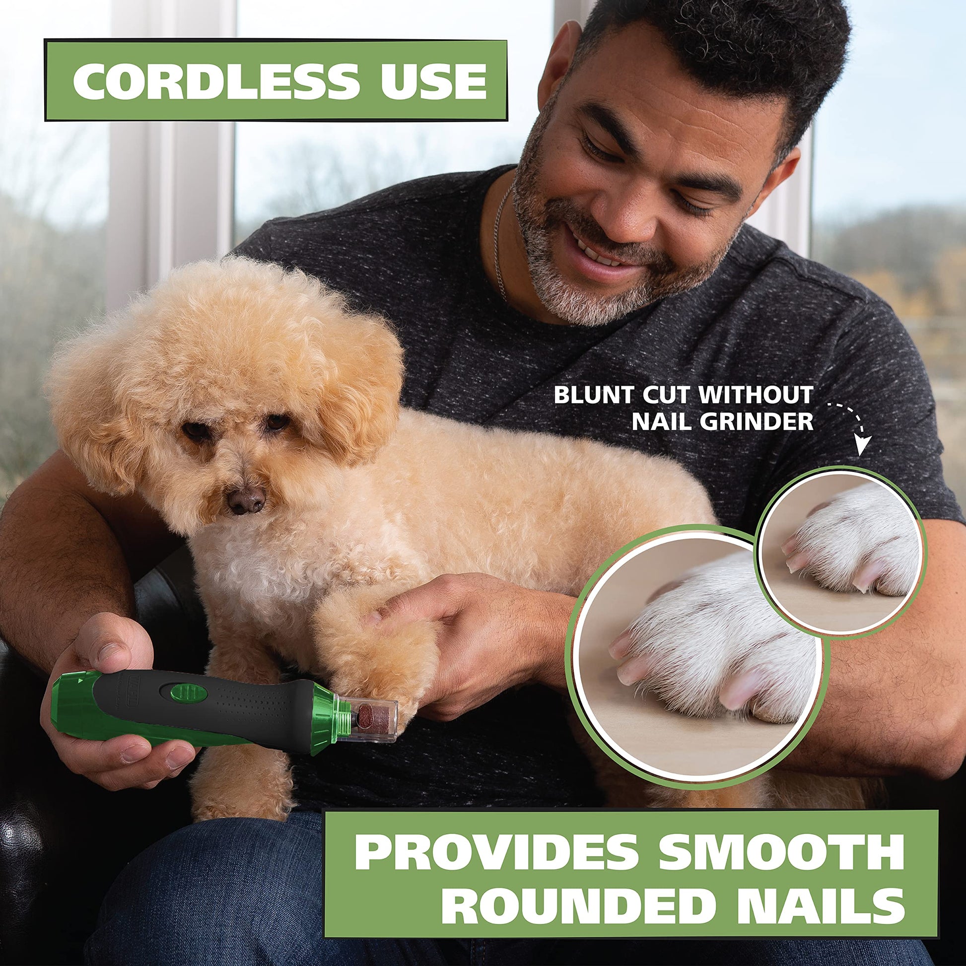 Black Wahl Lithium Ion Rechargeable Dog Nail Grinder with Concave Rounding Tip and Nail Guard for Increased Safety and Precise Nail Grinding, 3 Hour Run Time - 5975