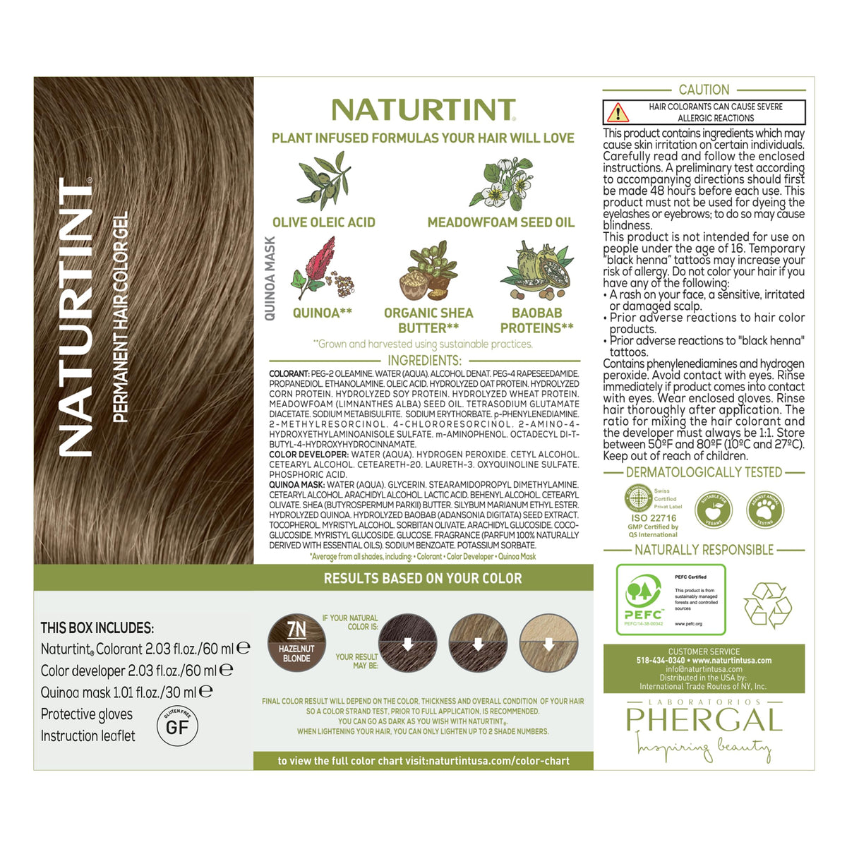 White Smoke Naturtint 7N Hazelnut Blonde Permanent Hair Color (Pack of 1), Ammonia Free, Vegan, Cruelty Free, up to 100% Gray Coverage, Long Lasting Results (Packaging may vary)