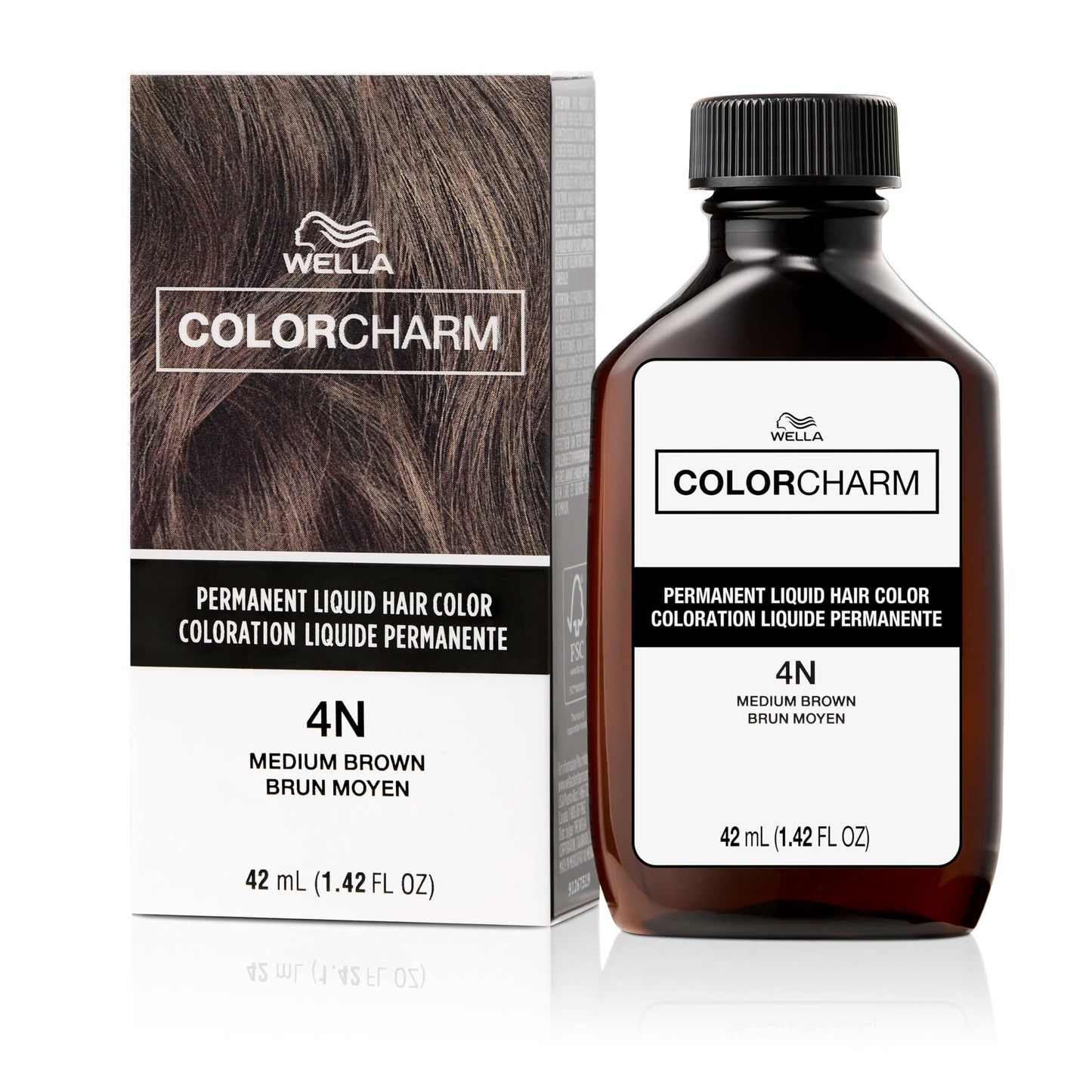 White Smoke COLORCHARM Permanent Liquid Hair Color | 4N Medium Brown | Up to 100% Gray Coverage | 1.42 Fl Oz