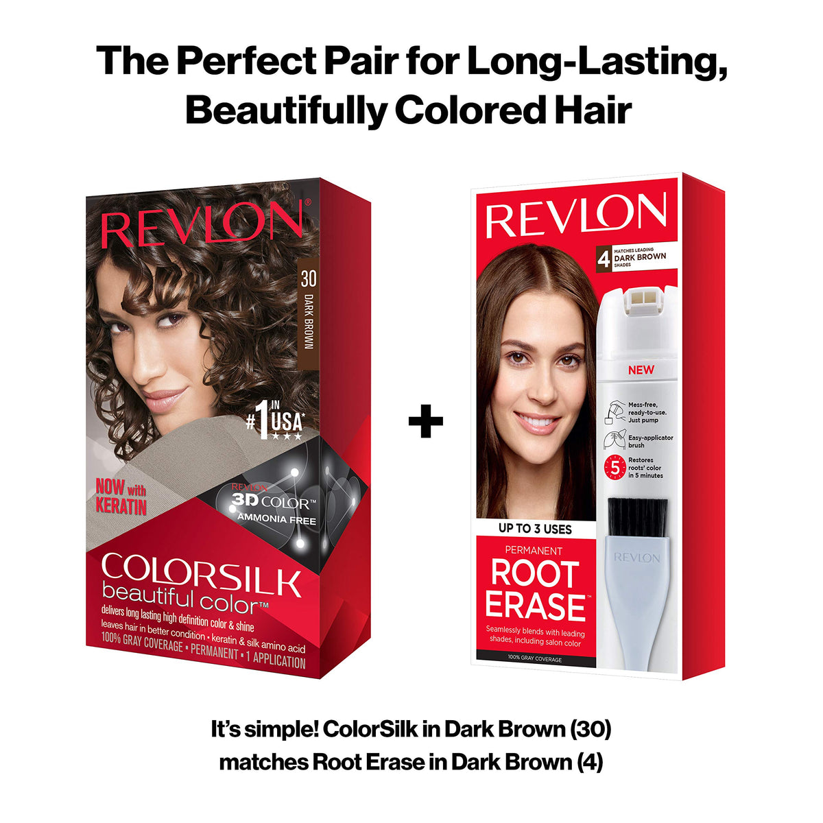 White Smoke Revlon Colorsilk Beautiful Color, Permanent Hair Dye with Keratin, 100% Gray Coverage, Ammonia Free, 30 Dark Brown