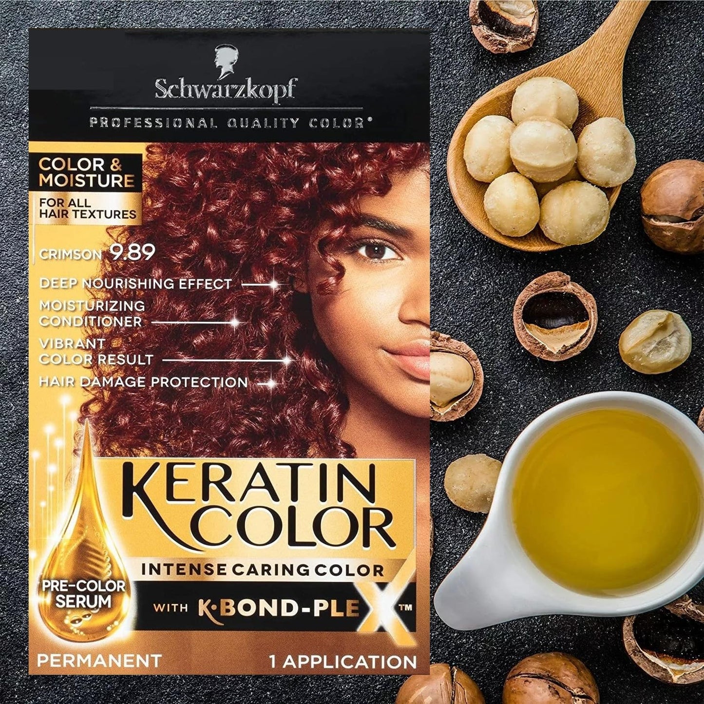 Dark Slate Gray Schwarzkopf Professional Quality Color, For All Hair Textures, Keratin Color, Crimson 9.89, Pack of 2