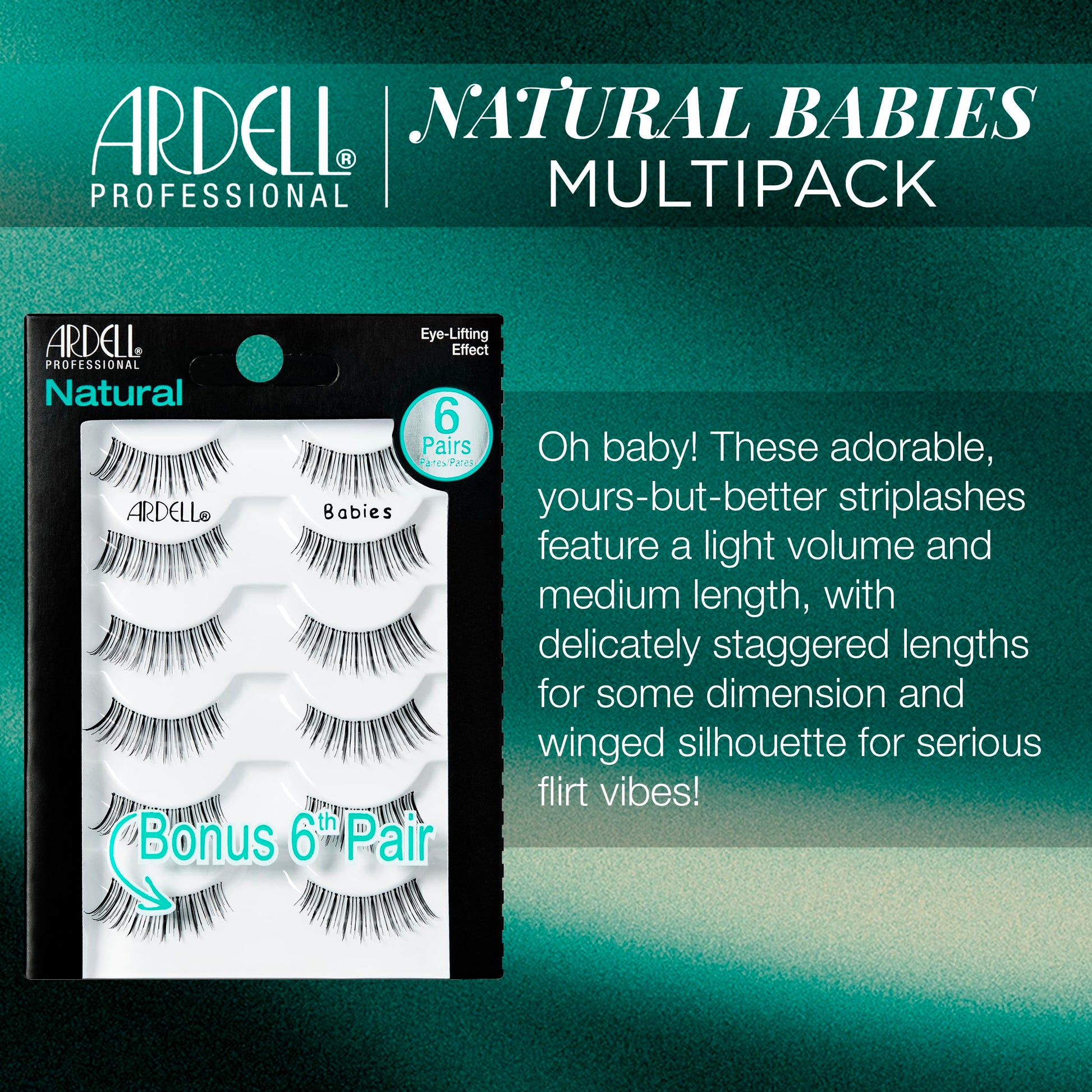 Dark Slate Gray Ardell False Eyelashes Natural Lashes Babies Black - Lightweight, Short Length, Reusable Fake Lashes, 1 Pack
