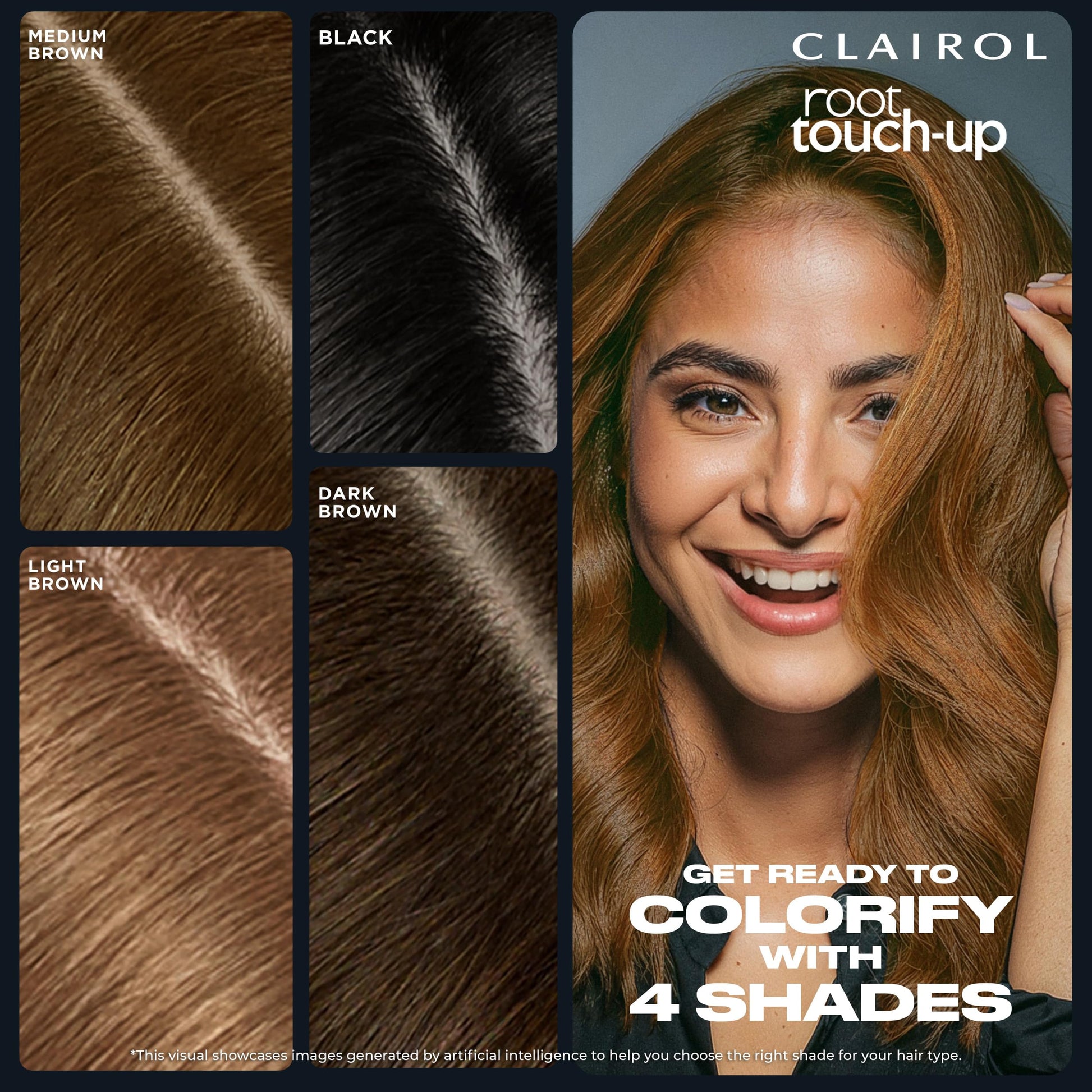 Black Clairol Root Touch-Up Temporary Concealing Powder, Dark Brown Hair Color | Ammonia Free | Instantly Cover Roots + Define Eyebrows | On-the-Go Compact with Mirror and Application Brush | Pack of 1