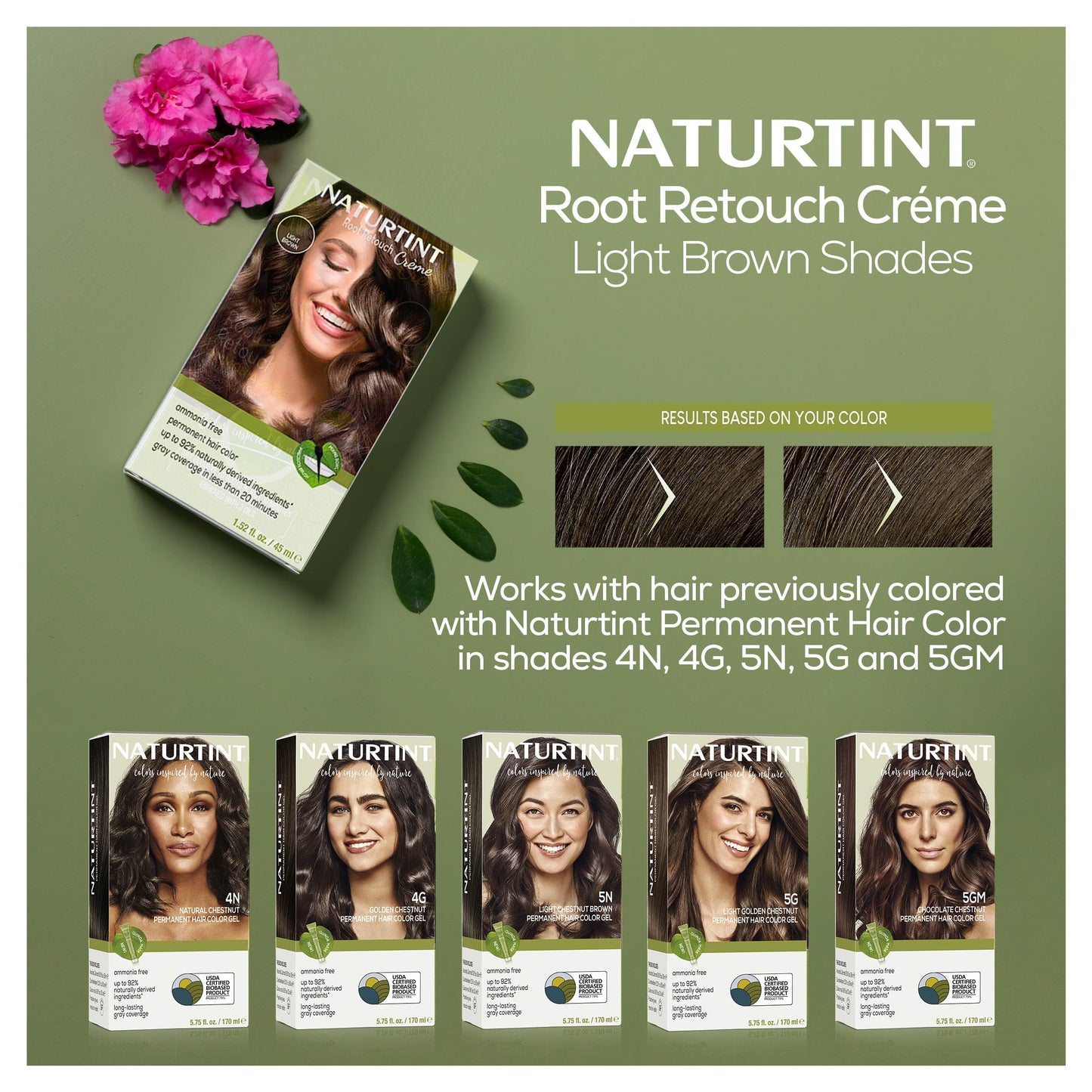 Slate Gray Naturtint Light Brown Root Retouch Crème Permanent Hair Color - Ammonia Free, Conceal Grays, No Artificial Scent, 1.52 Fl Oz