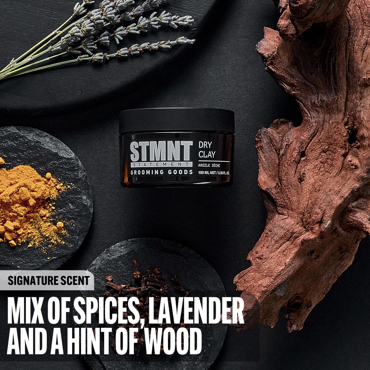 Black STMNT Grooming Goods Dry Clay | Extra Matte Finish | Super Strong Control | Easy to Wash Out