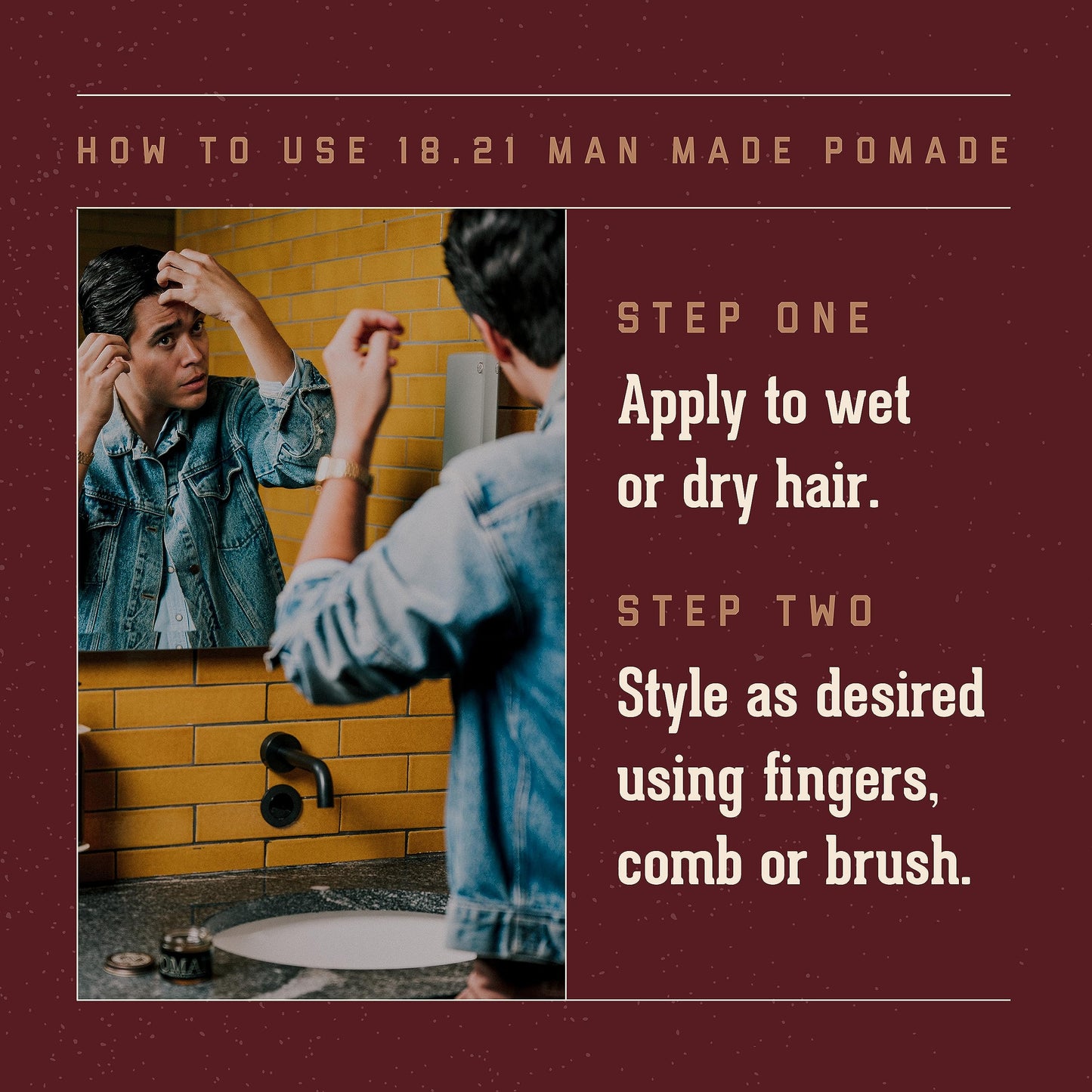 Dark Red 18.21 Man Made Hair Styling Product, 2oz. Original Sweet Tobacco Scent in Pomade with High Shine Finish