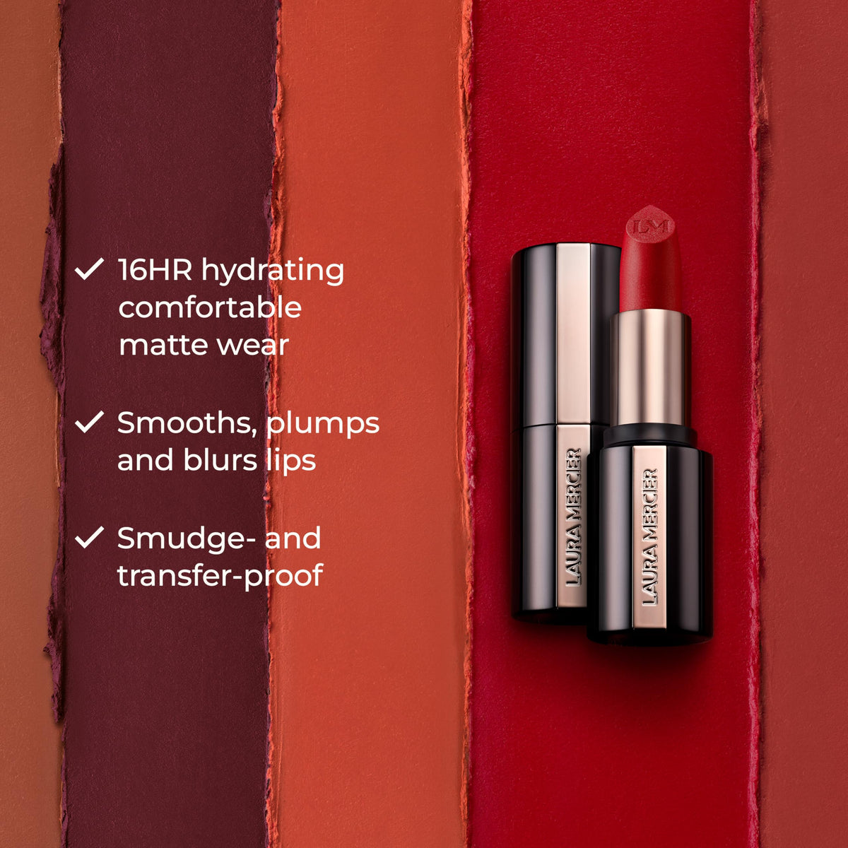 Dark Red Laura Mercier Caviar Matte Lipstick, 0.13 oz