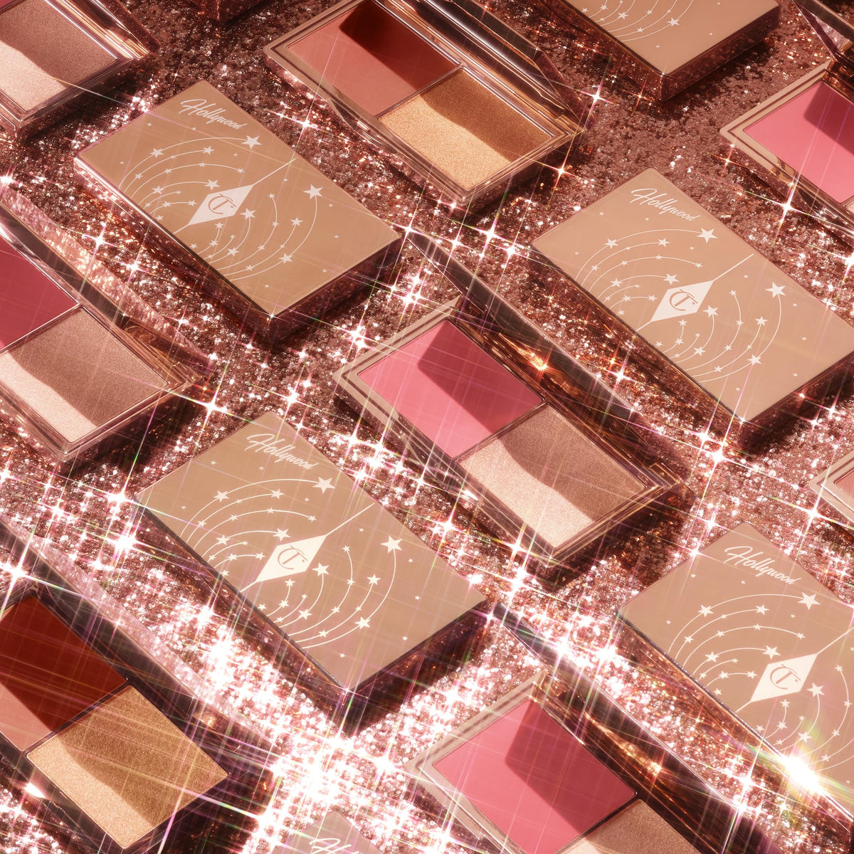 Tan Charlotte Tilbury Mini Hollywood Blush & Glow Glide Palette - Powder Duo