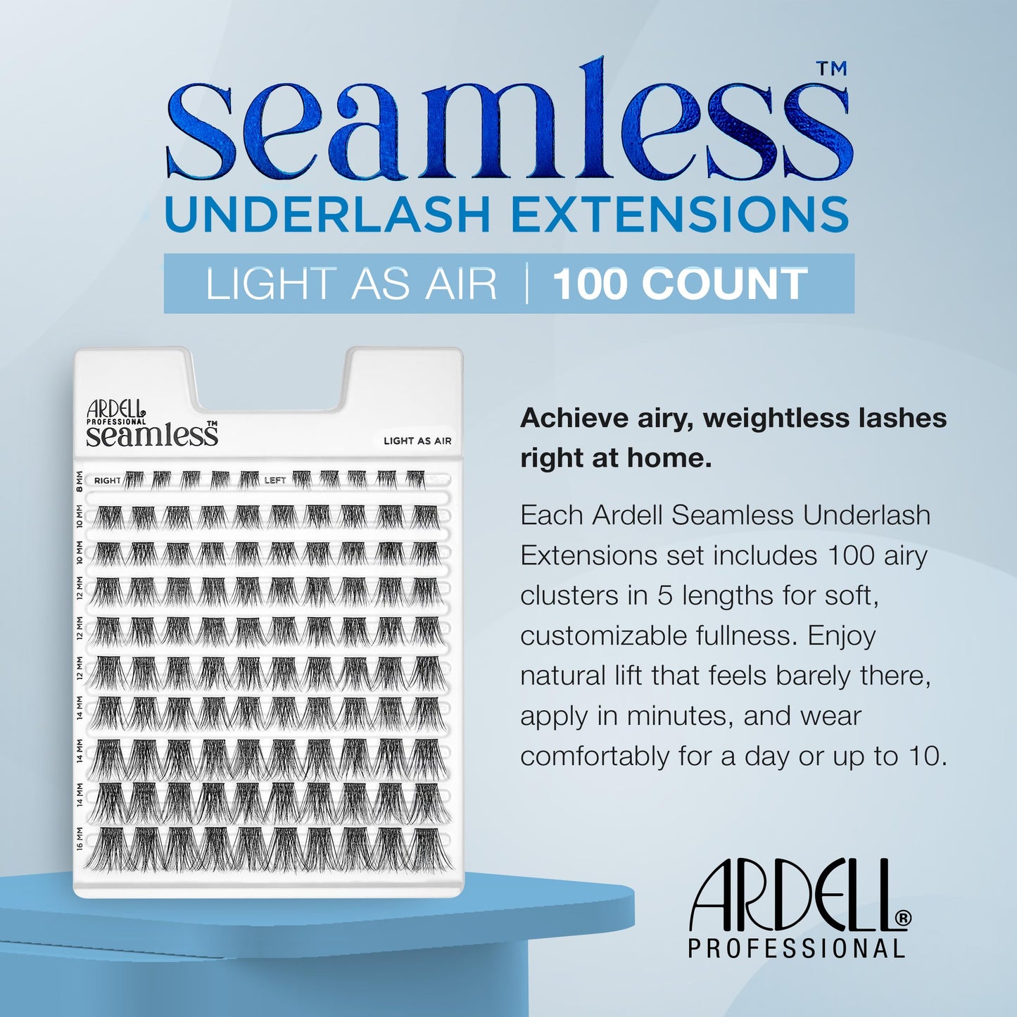 Light Gray Ardell Seamless Underlash Extensions Light As Air Wispies – Wispy Lash Clusters, Natural False Eyelashes Lash Extension, Multi-Length, DIY Cluster Eyelash Extensions, 100 ct