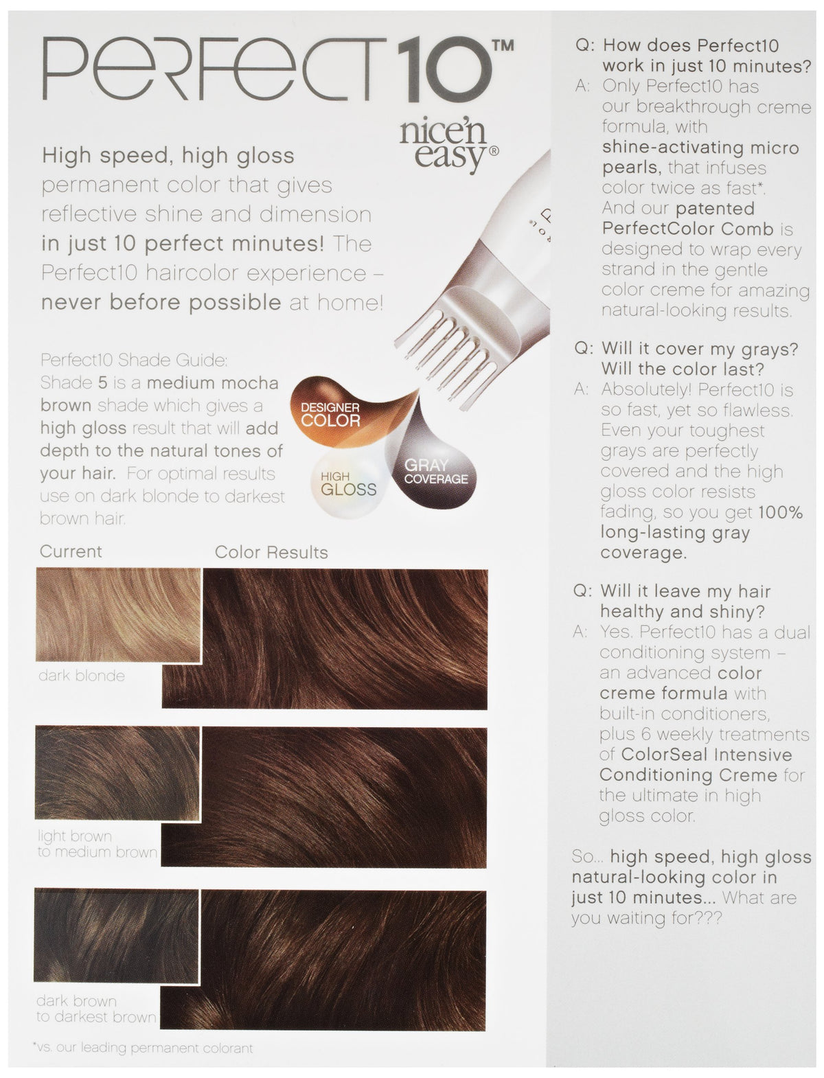 Lavender Clairol Nice'n Easy Perfect 10 Permanent Hair Dye, 5 Medium Brown Hair Color, Pack of 1
