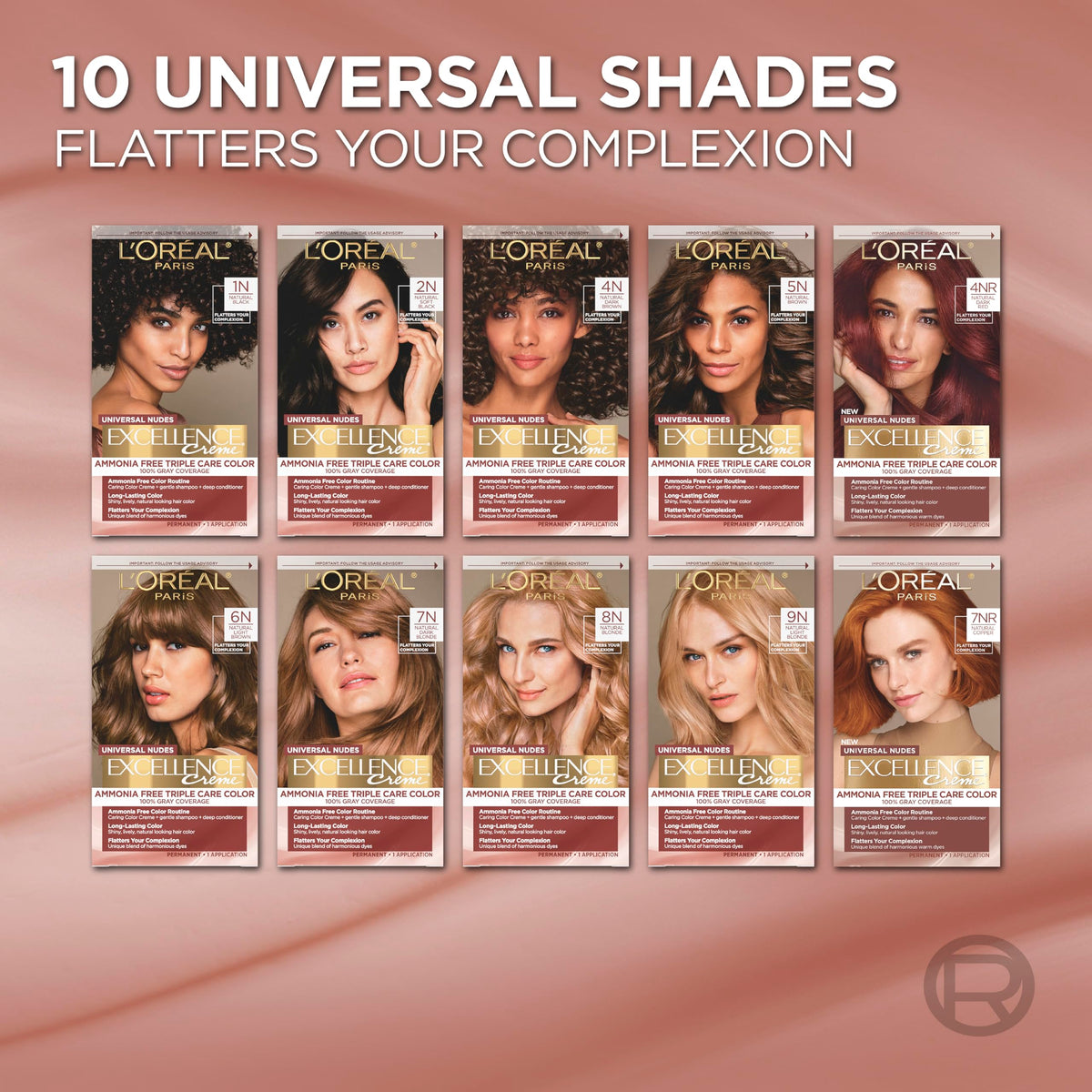 Rosy Brown L’Oreal Paris Excellence Universal Nudes Hair Color, 2N Natural Soft Black