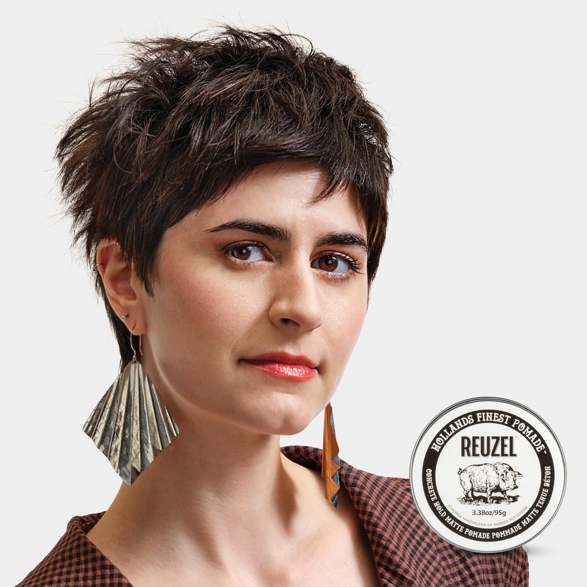 Lavender REUZEL Concrete Matte Pomade, Strong All Day Hold, Water Soluble Styling, Matte Finish and Flake Free, Easy To Wash Out, For All Hair Types