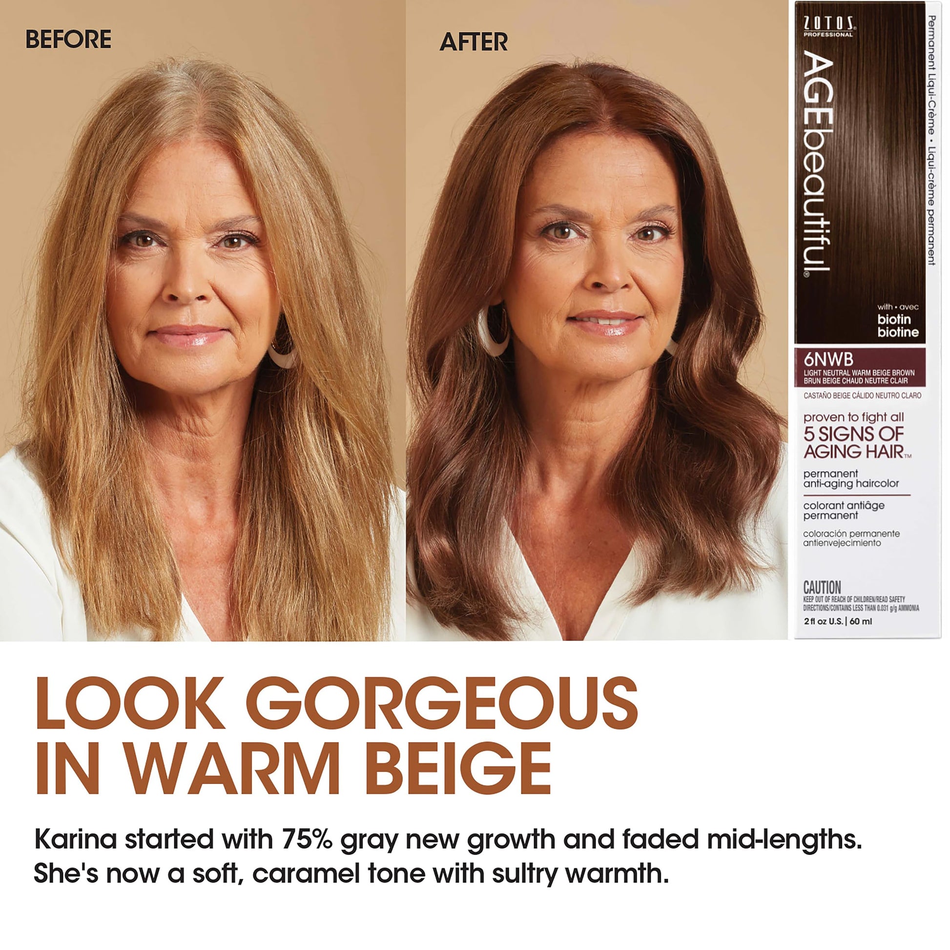 White Smoke AGE beautiful Permanent Hair Color Dye Liqui Creme | 100% Gray Coverage | Anti-Aging Haircolor | Biotin for Thicker, Fuller Hair | Professional Salon Coloring | 6NN Light Intense Brown