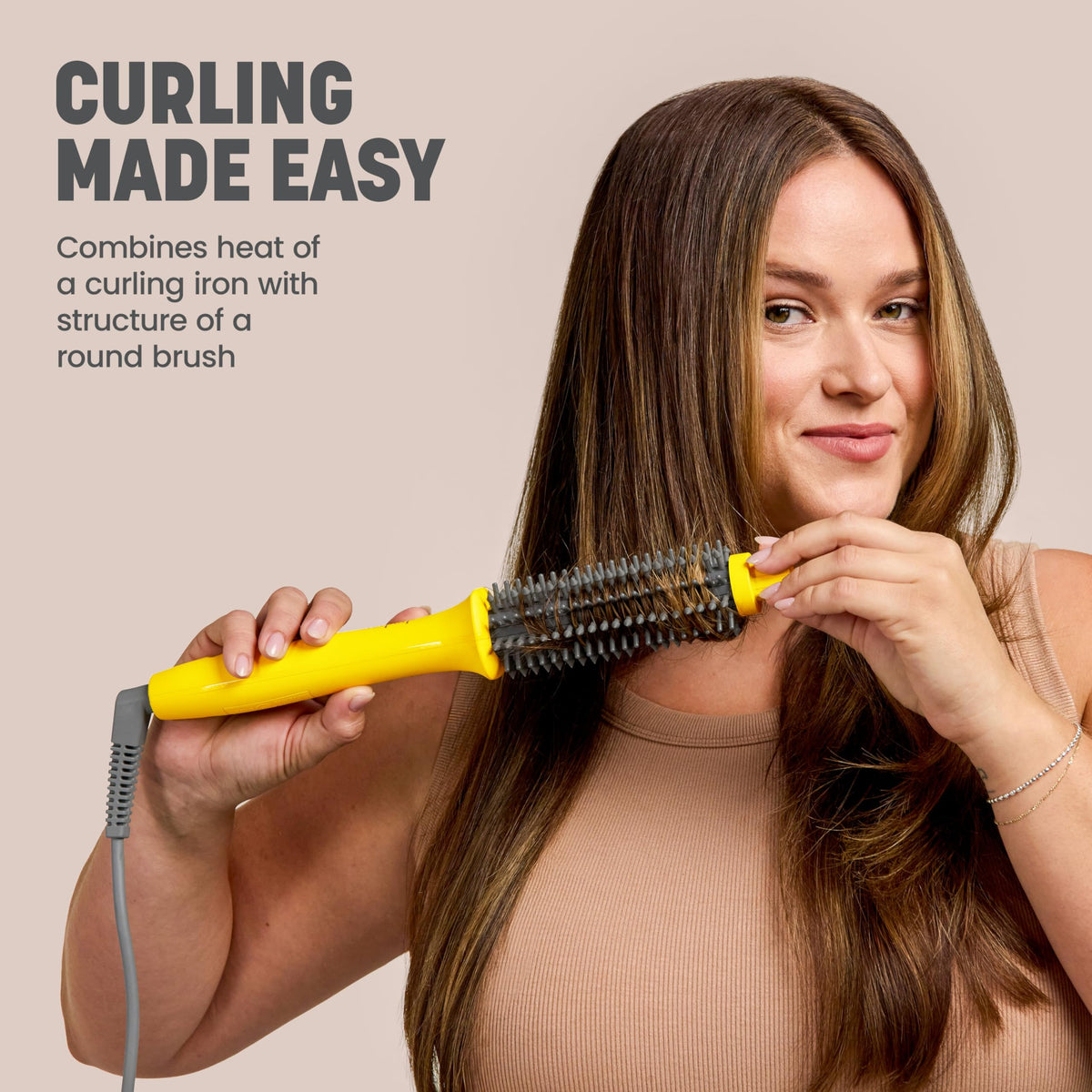 Light Gray Drybar The Curl Party Heated Curling Round Brush, 1" Barrel