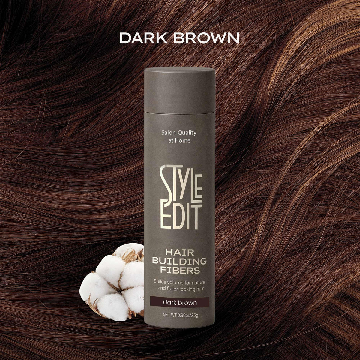 Black Style Edit Hair Building Fibers, Dark Brown, 0.88oz