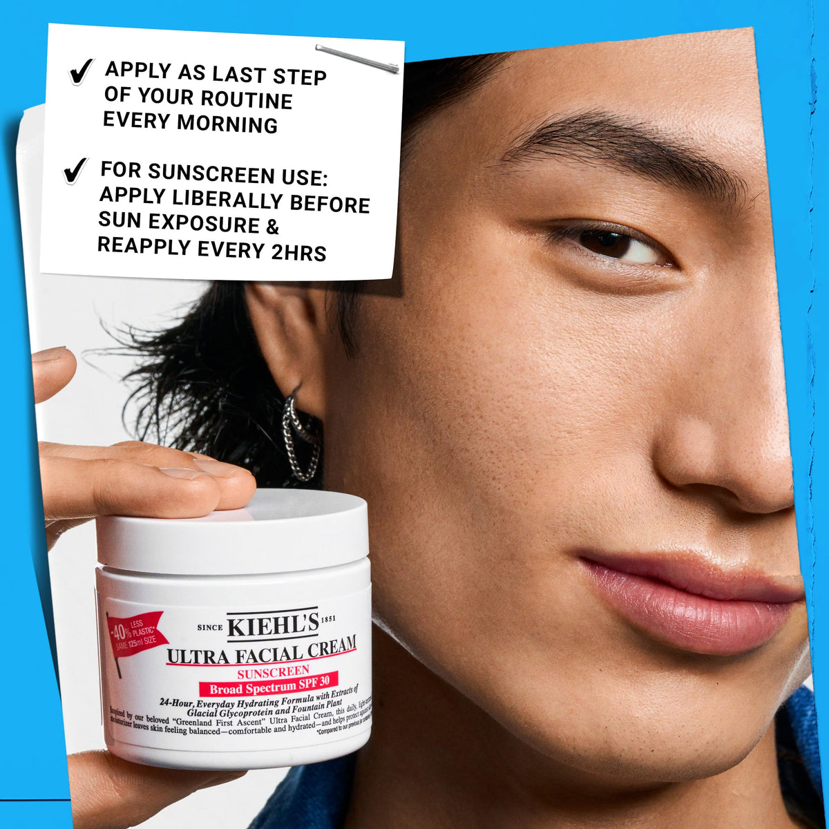 White Smoke Kiehl's - Ultra Facial Cream Daily Moisturizer with SPF 30 Face Cream for 24-Hour Hydration & UV Sunscreen Protection - With Squalane - Suitable for All Skin Types