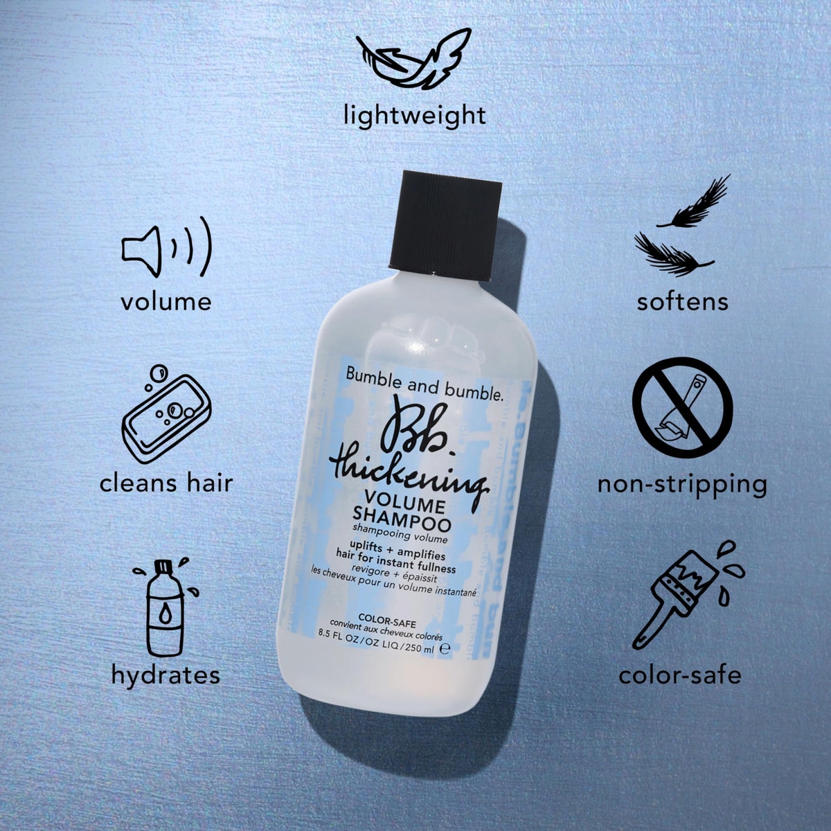 Light Steel Blue Bumble and bumble. Thickening Travel-Size Volumizing Hair Set for Fine Hair | Shampoo, Conditioner + Dry Texture Spray | 3-Piece Set | Travel Size