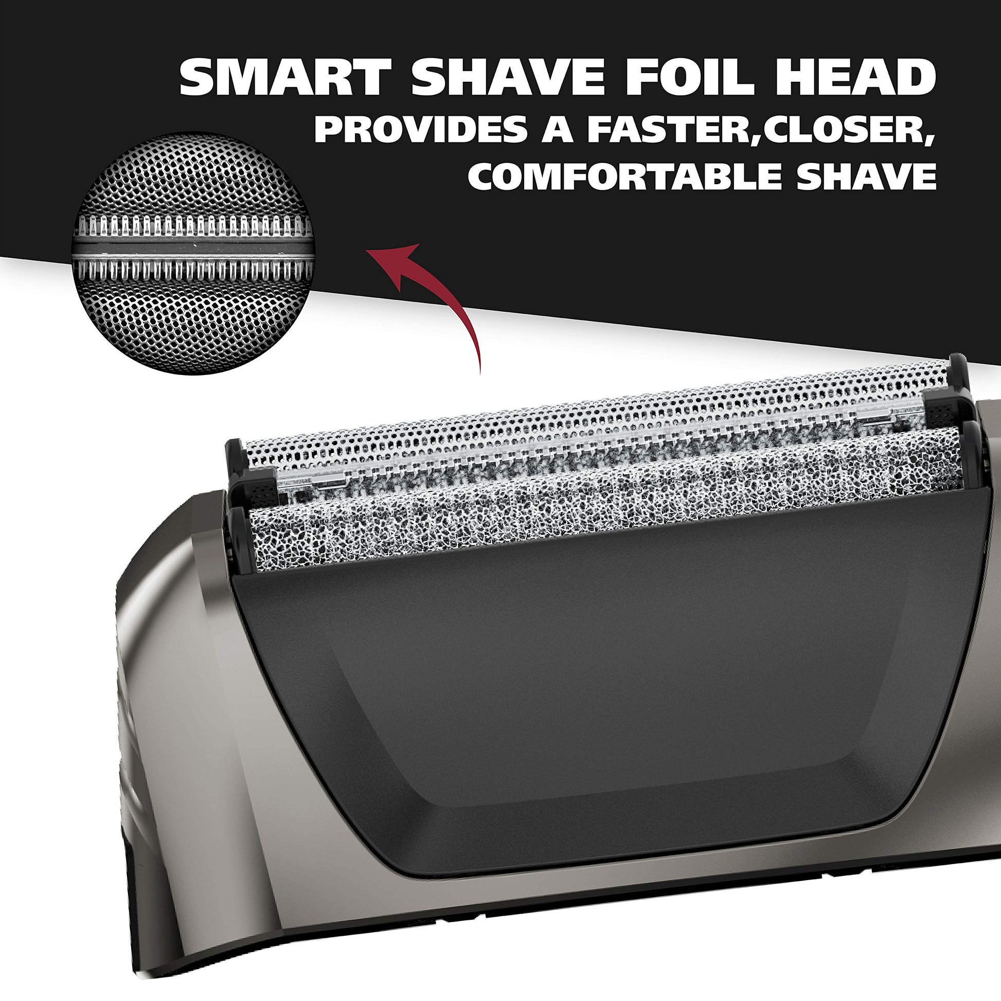 White Smoke Wahl Black Chrome Smart Shave Replacement Foils, Cutters and Head for 7061 Series - Model 7045-700