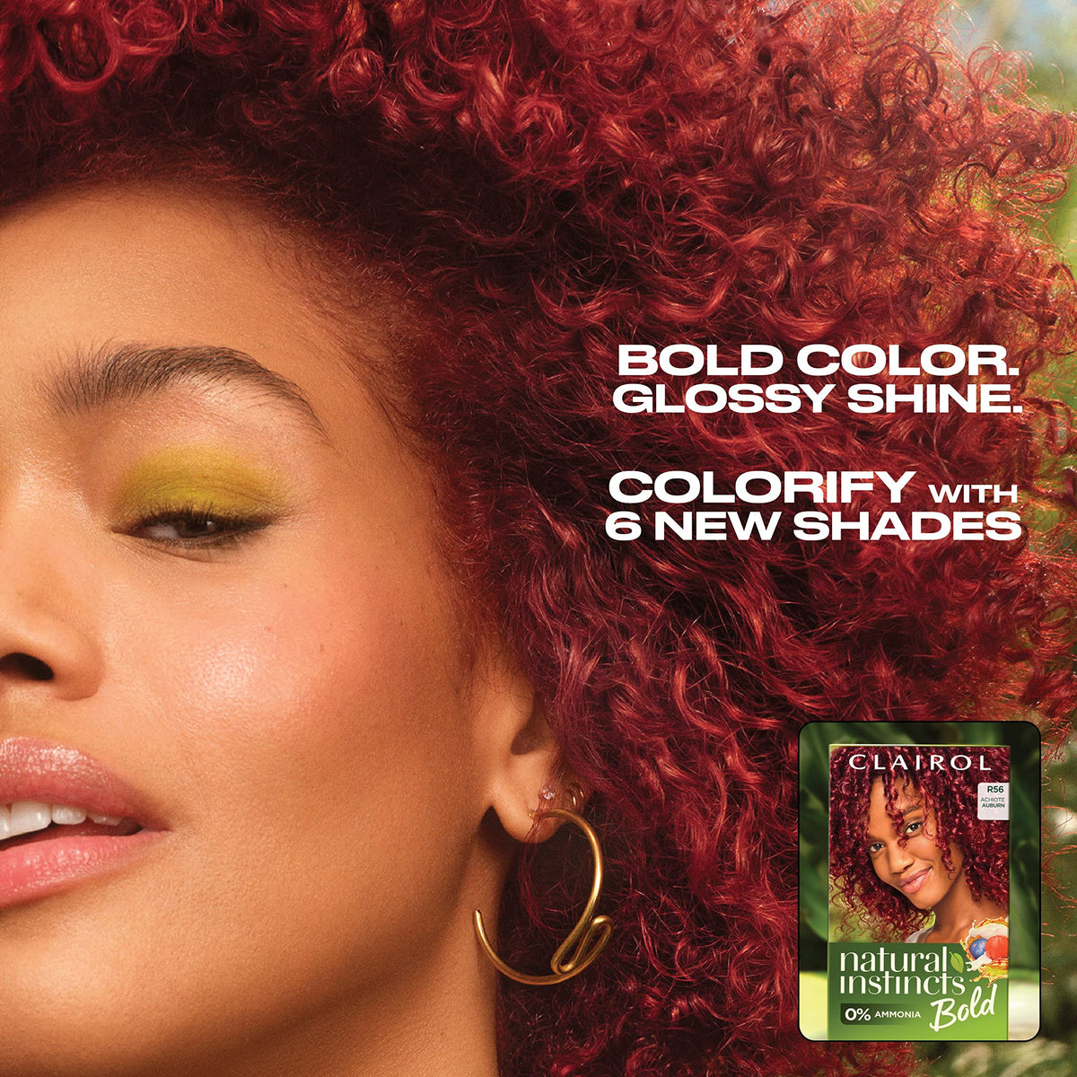 Dark Red Clairol Natural Instincts Bold Permanent Hair Dye, R56 Achiote Auburn, 1 Pk