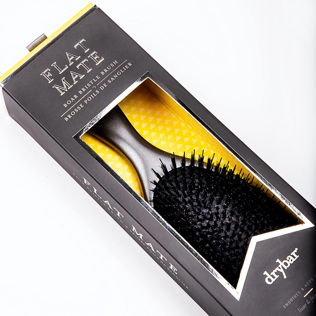 White Smoke Drybar Flat Mate Boar Bristle Brush, Dark Grey