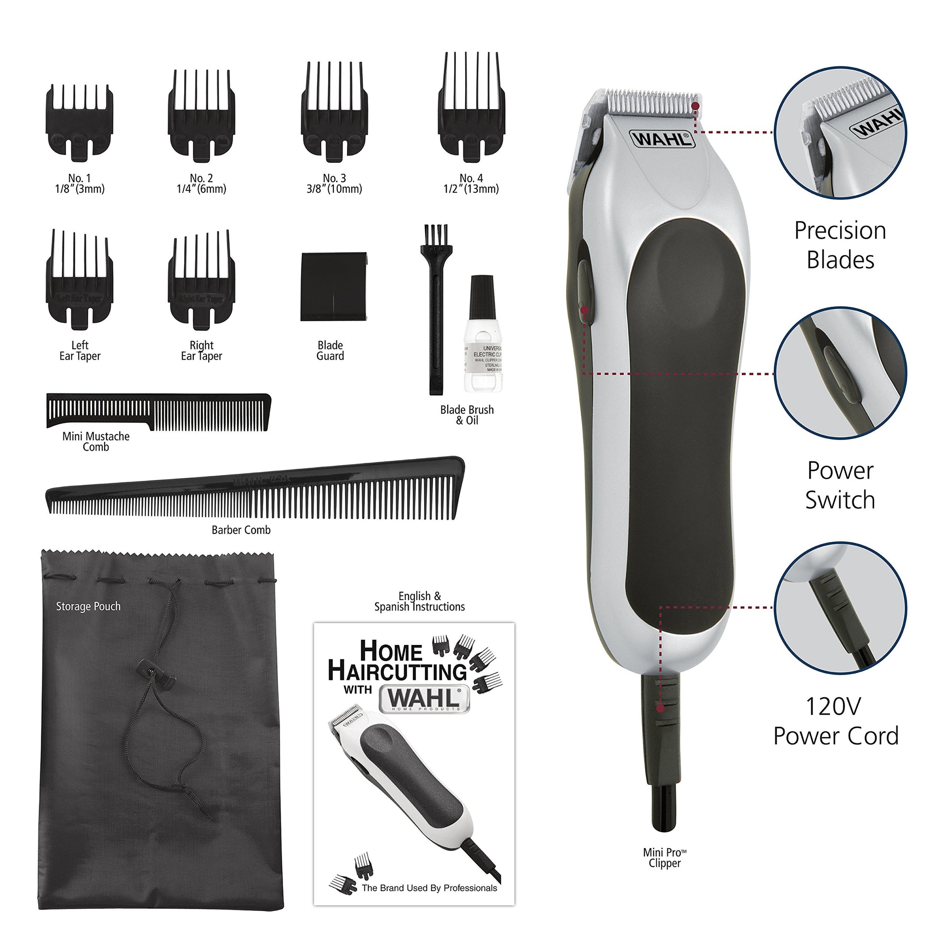 White Smoke WAHL Mini Pro Clipper Kit, #9307-00, 1 Count
