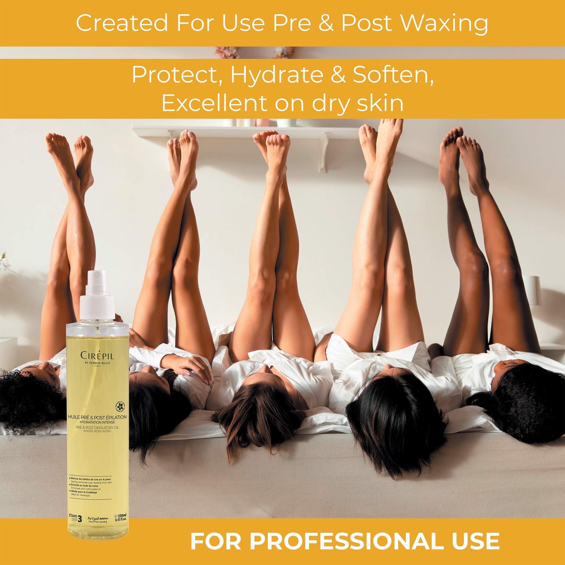 Goldenrod Cirepil - Pre & Post Depilatory Oil - Protects Skin for Comfortable Waxing & Removes Wax Residue - Soothing Jasmine Scented Formula - Professional Oil Bottle, 250ml