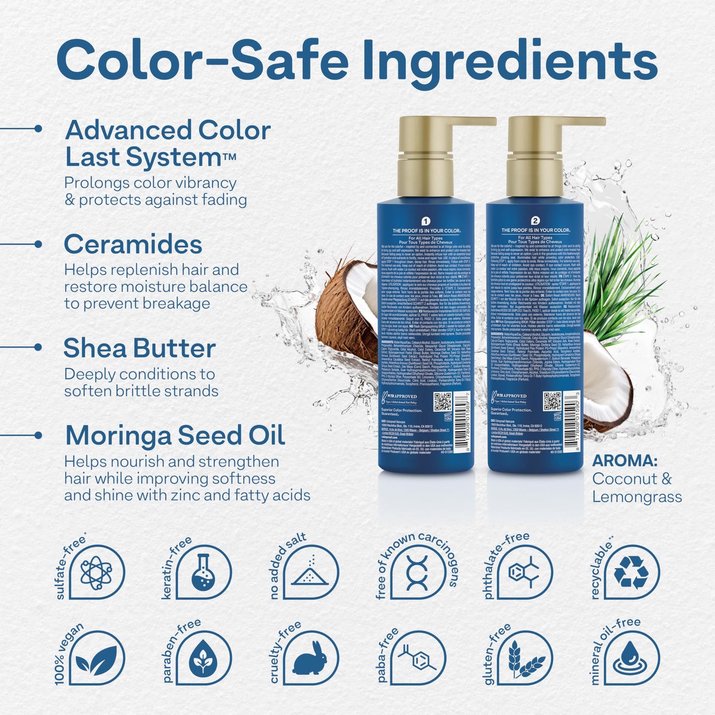 White Smoke ColorProof Instant Reboot Treatment Masque 8.1 Fl. Oz. (2 Pack) Hair Mask, Lightweight, 2-Step Hair Mask for Damaged Hair with Color Protection, Coconut & Lemongrass Scent