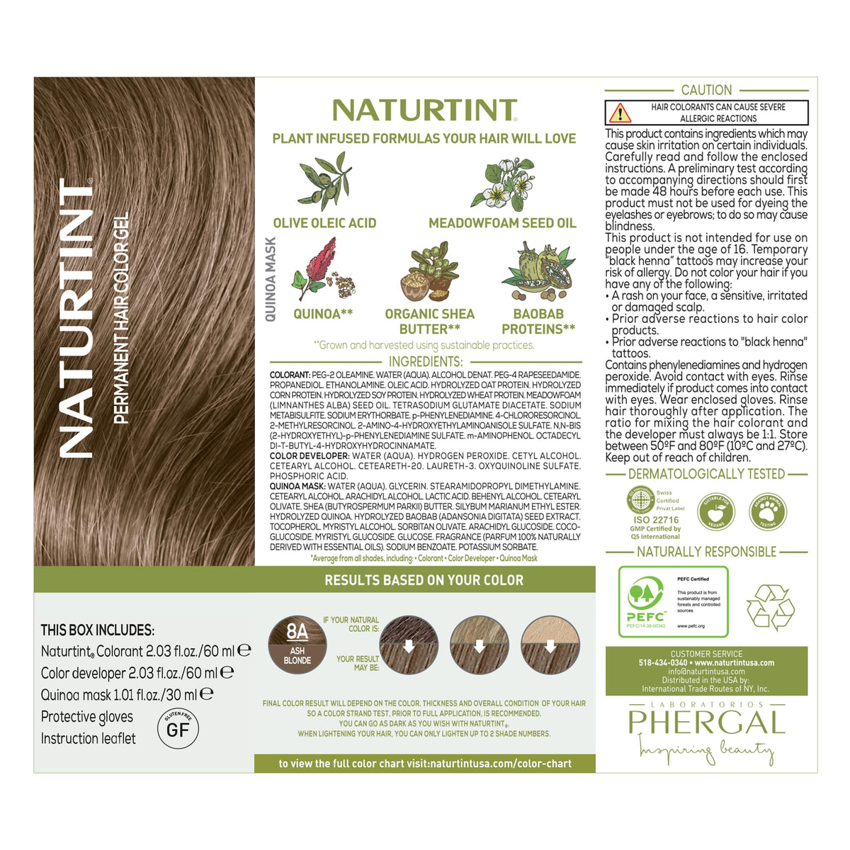 White Smoke Naturtint 8A Ash Blonde Permanent Hair Color (Pack of 1), Ammonia Free, Vegan, Cruelty Free, up to 100% Gray Coverage, Long Lasting Results (Packaging may vary)