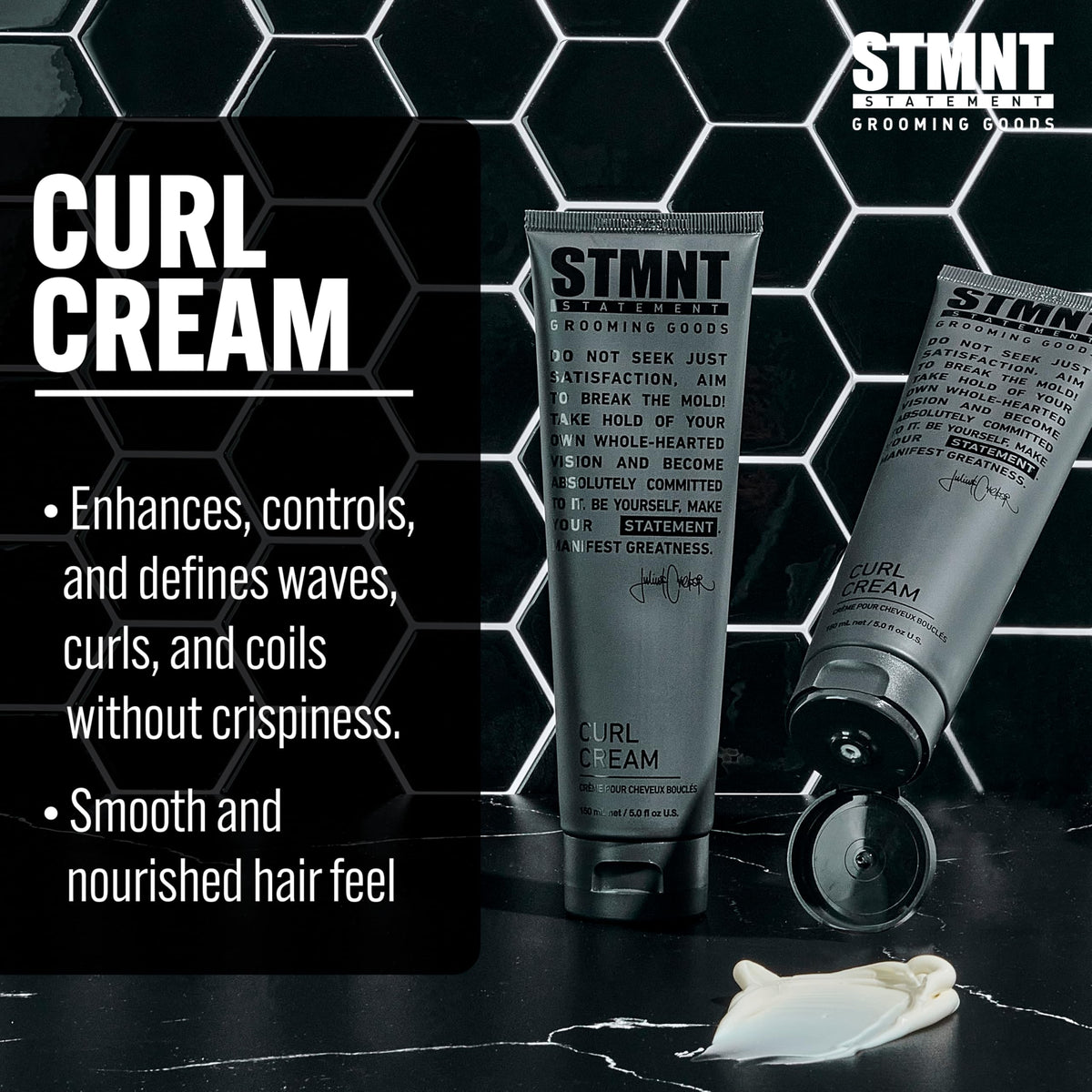 Black STMNT Grooming Goods Curl Cream | Enhances Curls | Texture Without Crispiness