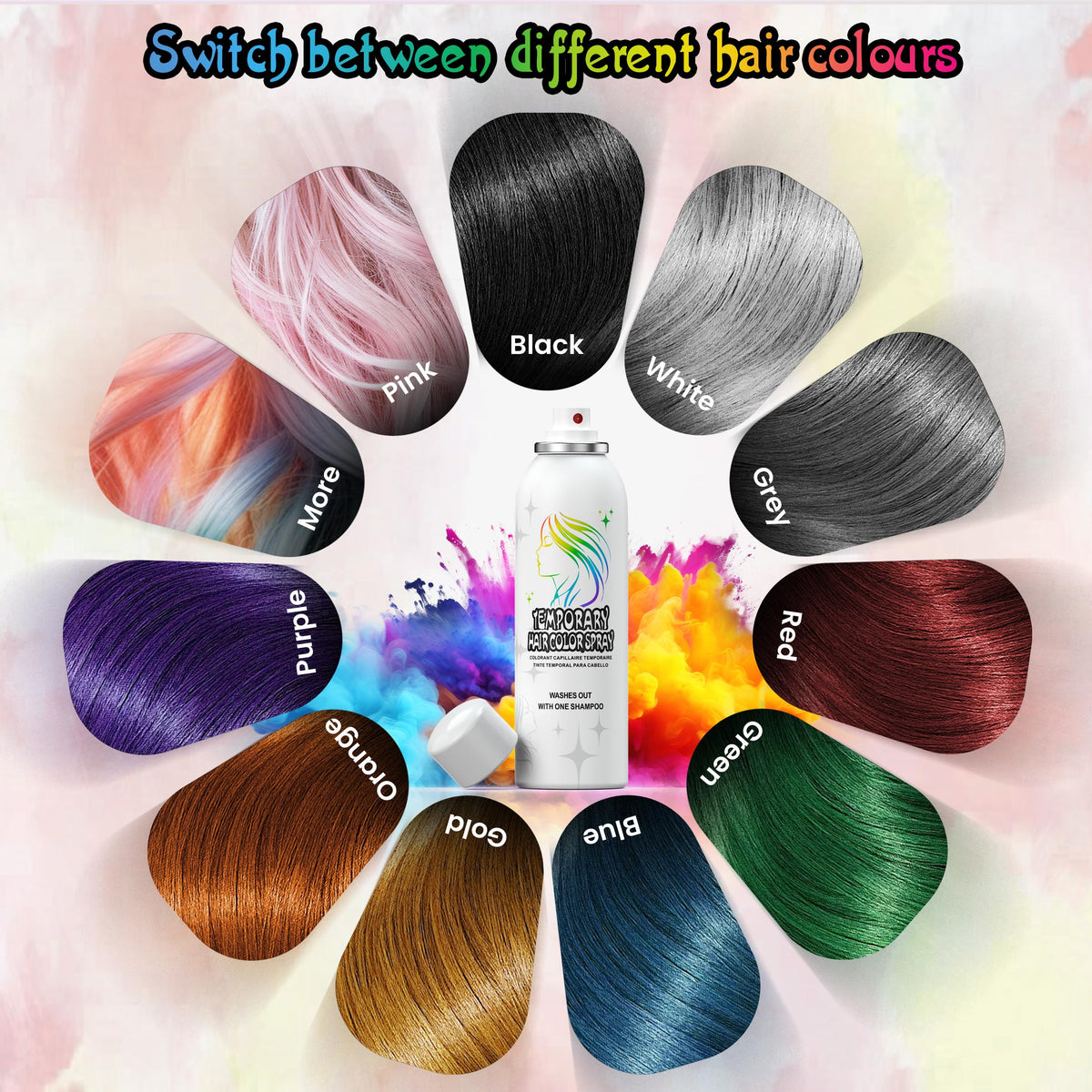 Light Gray Temporary Hair Color Spray, Washable, Non-Sticky, Halloween | Silver White