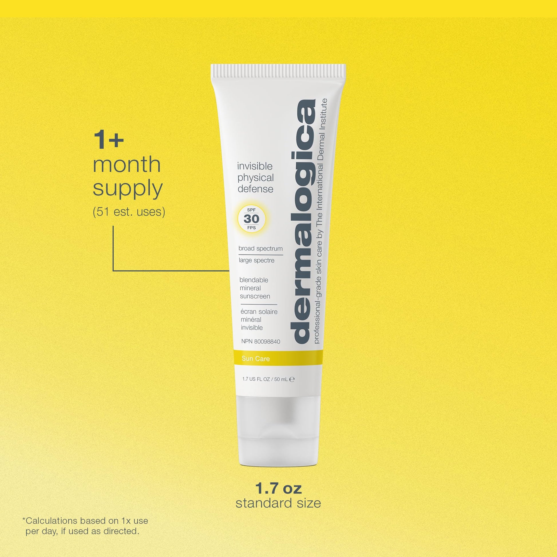 Gold Dermalogica Invisible Physical Defense SPF30 (1.7 Fl Oz) Face Sunscreen Moisturizer - Non-Greasy Formula That Defends Against UVA/UVB/Blue Light